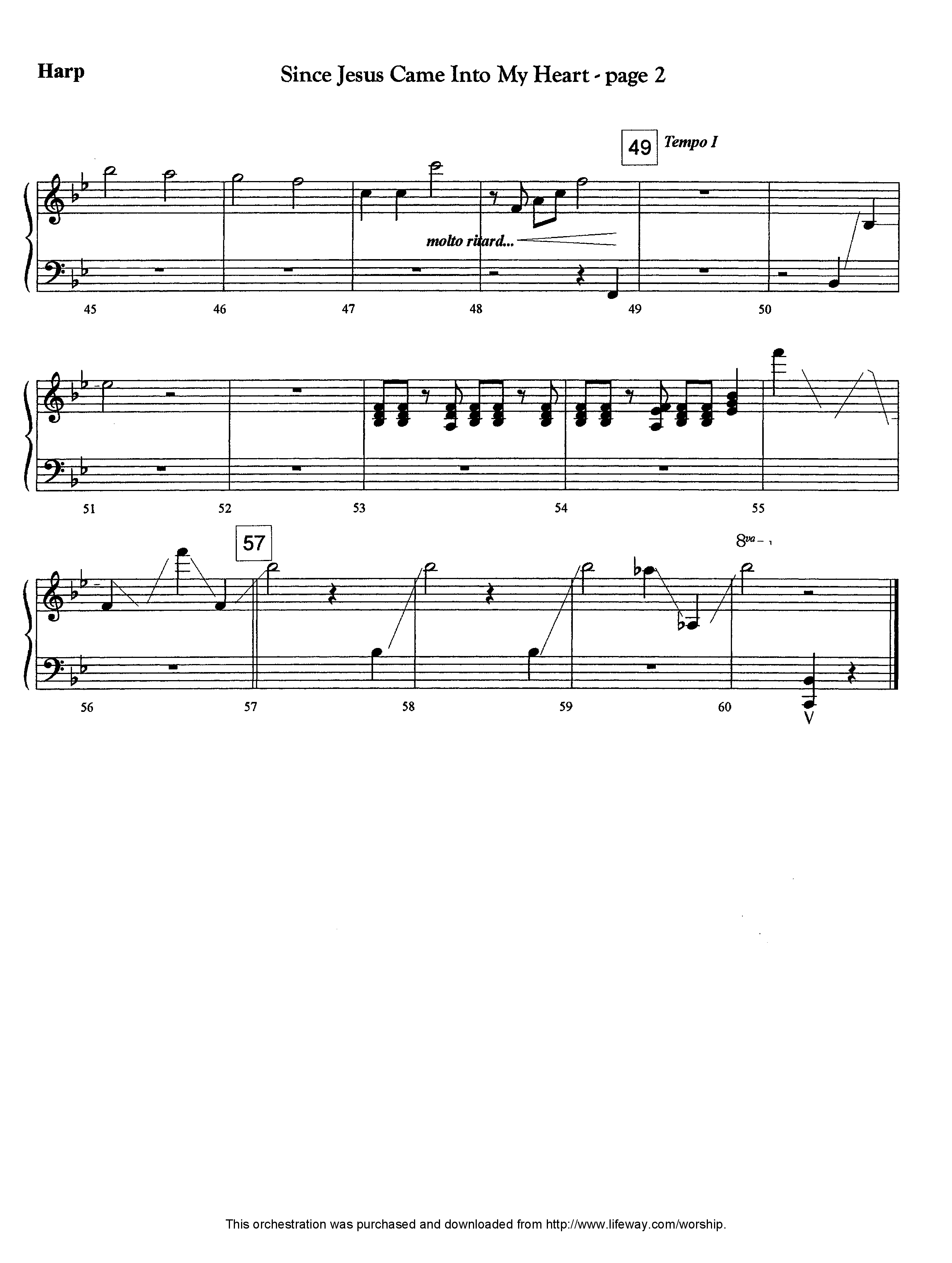 Since Jesus Came Into My Heart (Instrumental) Harp (Lifeway Worship / Arr. Jeff Cranfill)