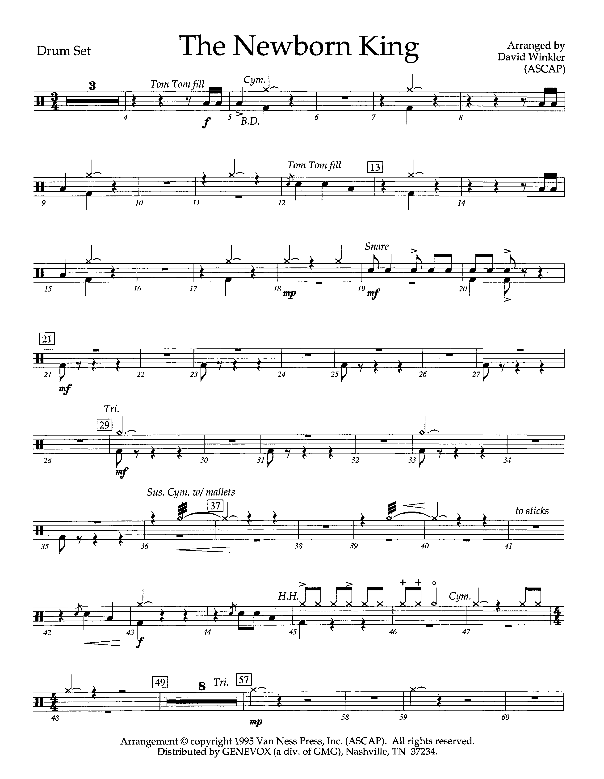 The Newborn King (Instrumental) Drum Set (Lifeway Worship / Arr. David Winkler)