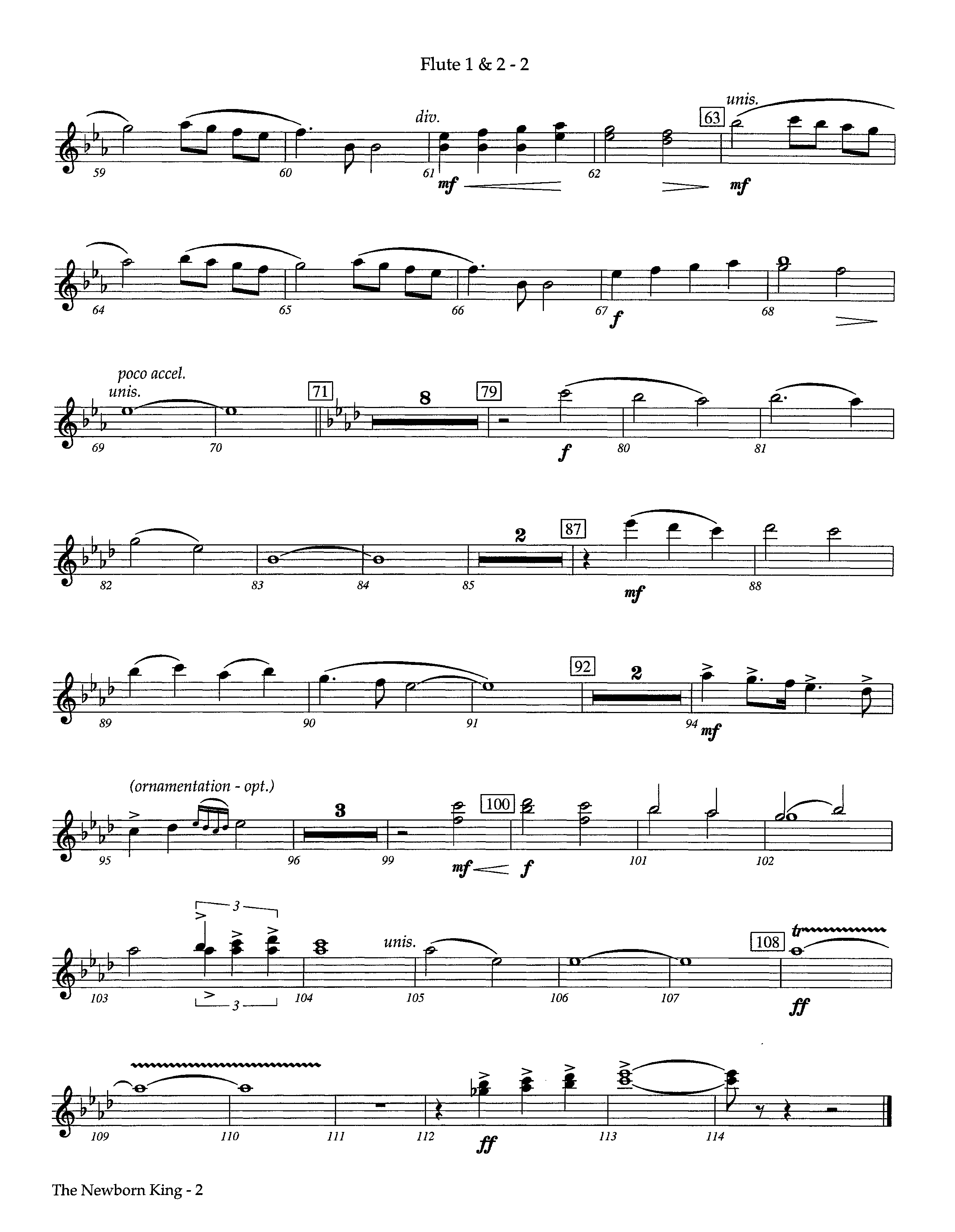 The Newborn King (Instrumental) Flute 1/2 (Lifeway Worship / Arr. David Winkler)