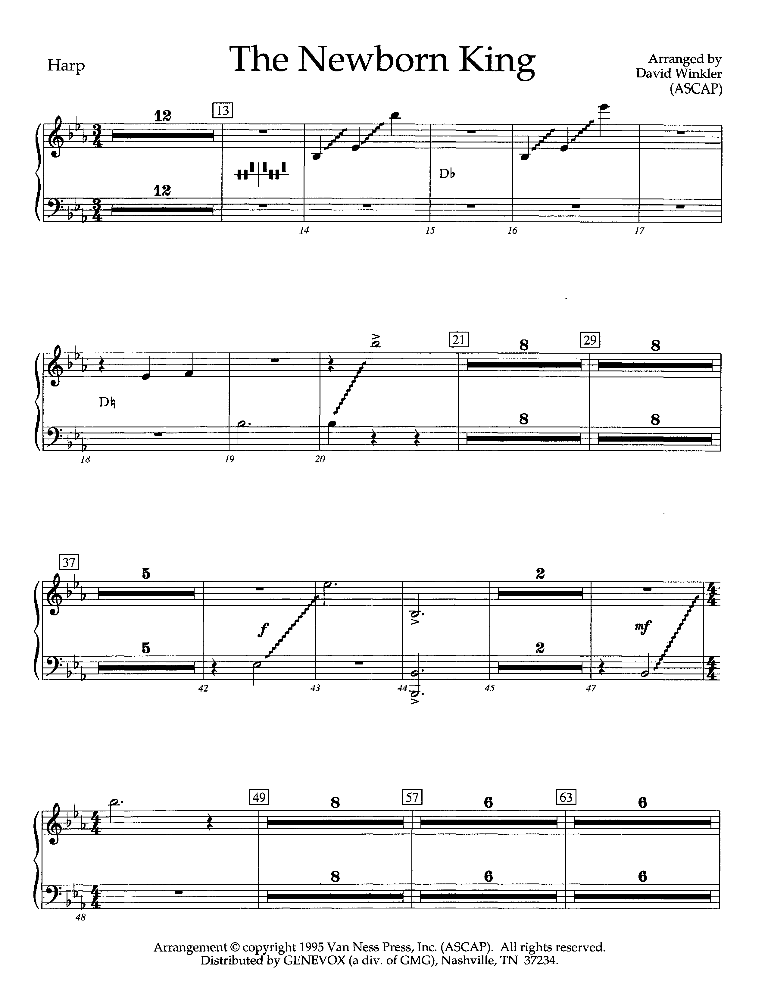 The Newborn King (Instrumental) Harp (Lifeway Worship / Arr. David Winkler)