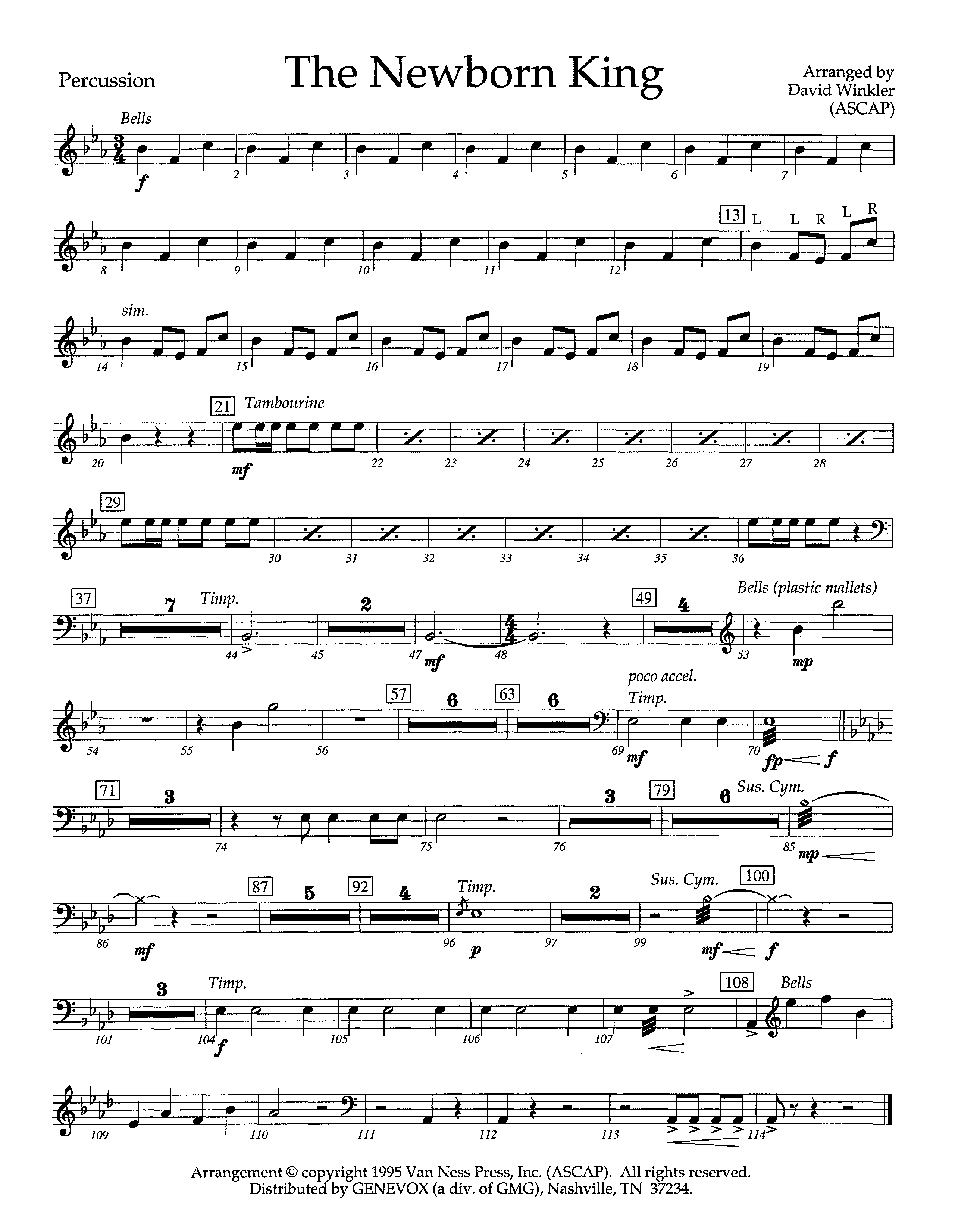 The Newborn King (Instrumental) Percussion (Lifeway Worship / Arr. David Winkler)