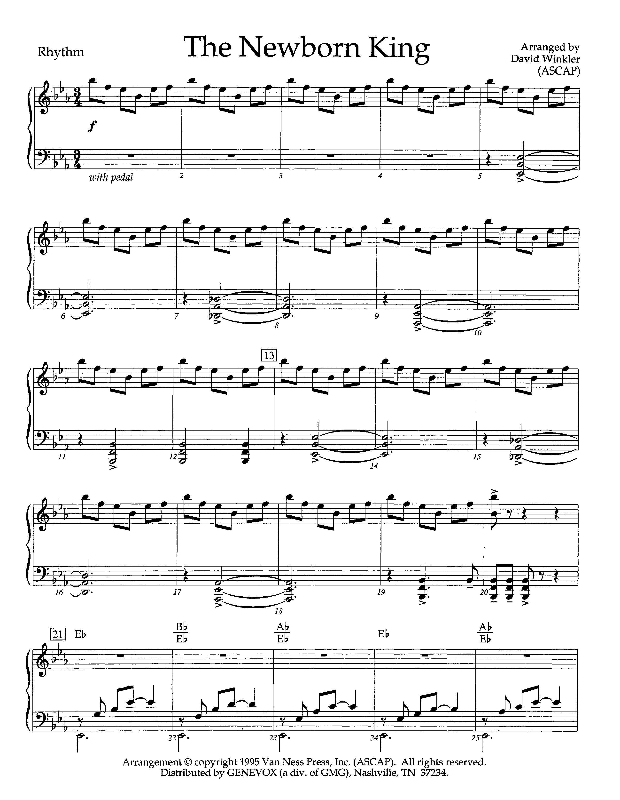 The Newborn King (Instrumental) Piano/Rhythm (Lifeway Worship / Arr. David Winkler)