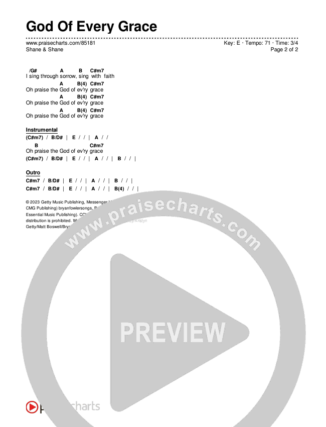 God Of Every Grace Chords & Lyrics (Shane & Shane)