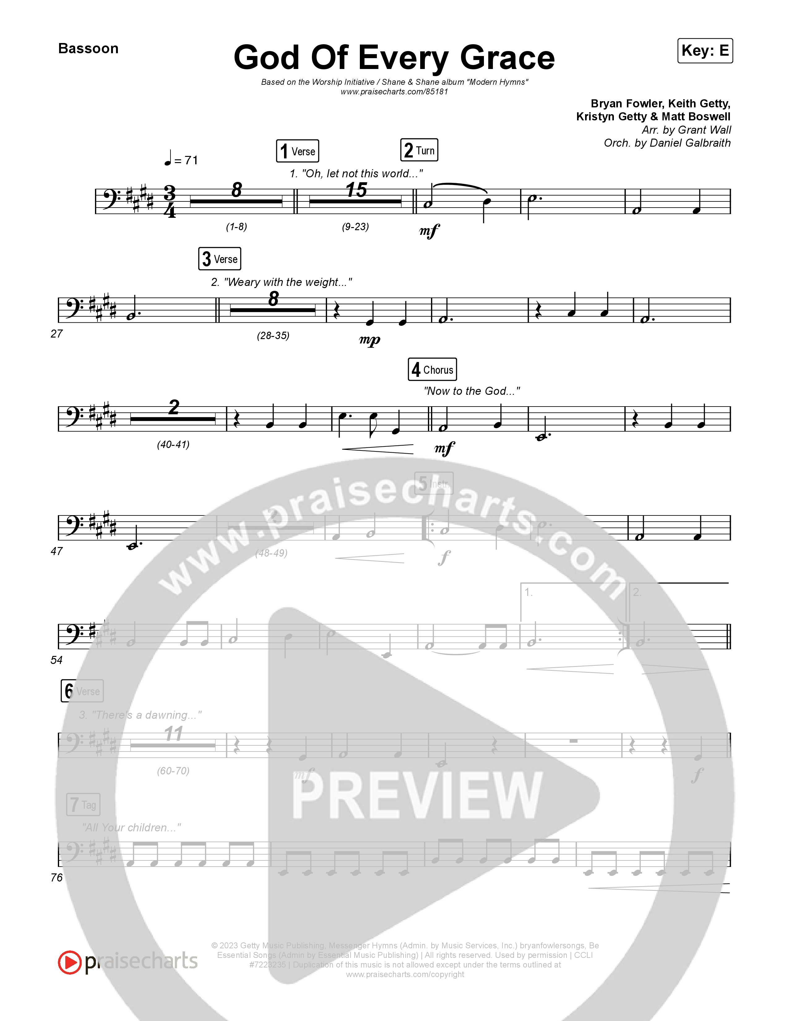 God Of Every Grace Bassoon (Shane & Shane)