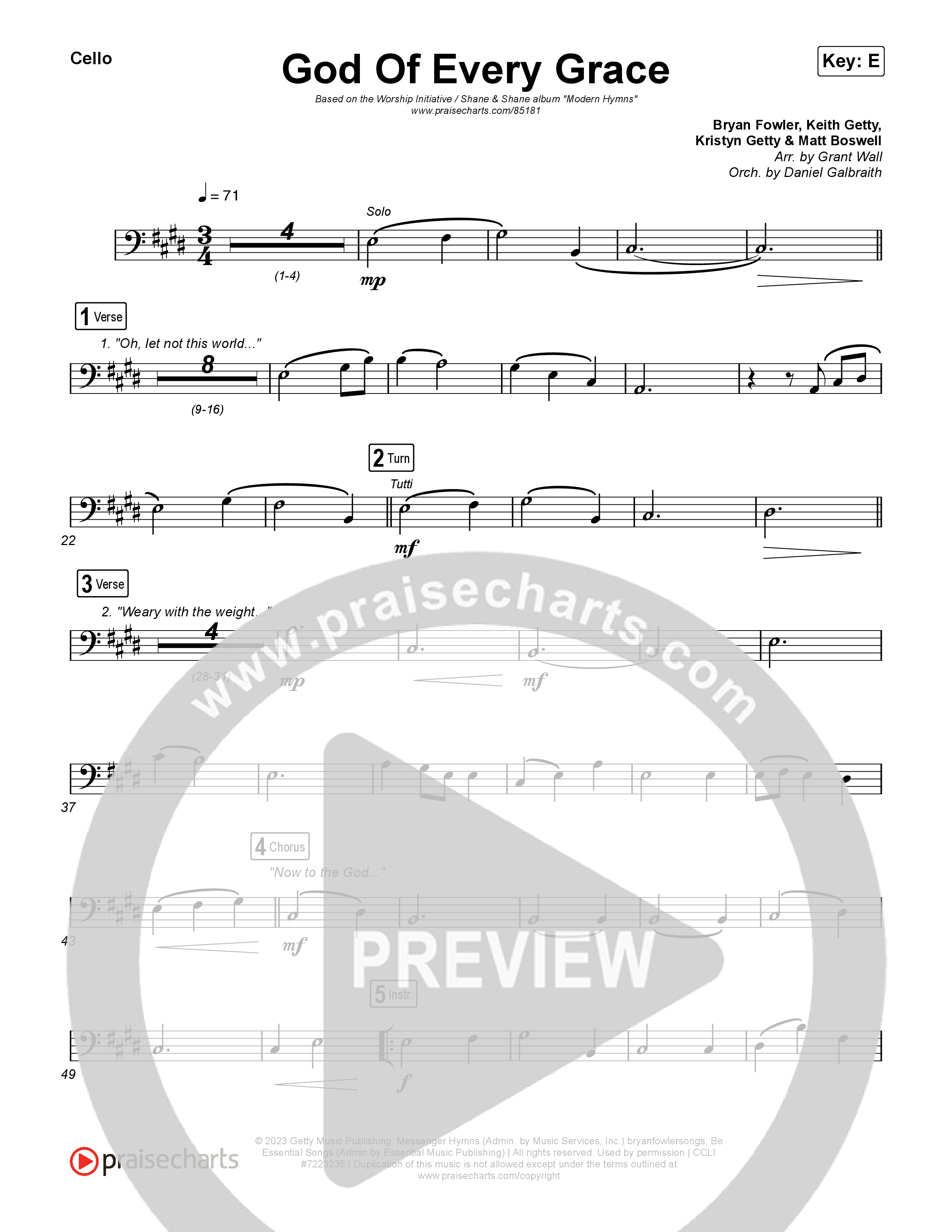 God Of Every Grace Cello (Shane & Shane)