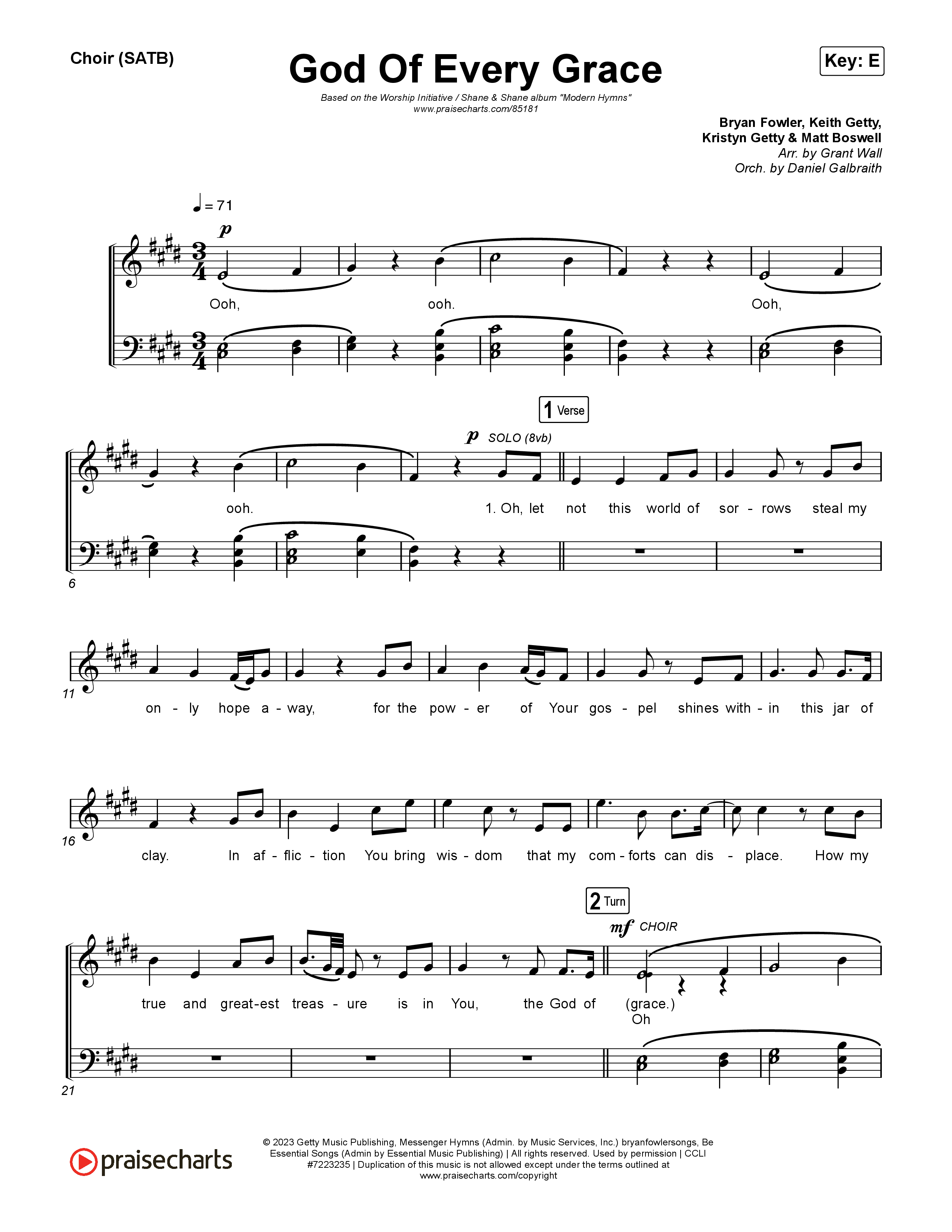 God Of Every Grace Choir Sheet (SATB) (Shane & Shane)