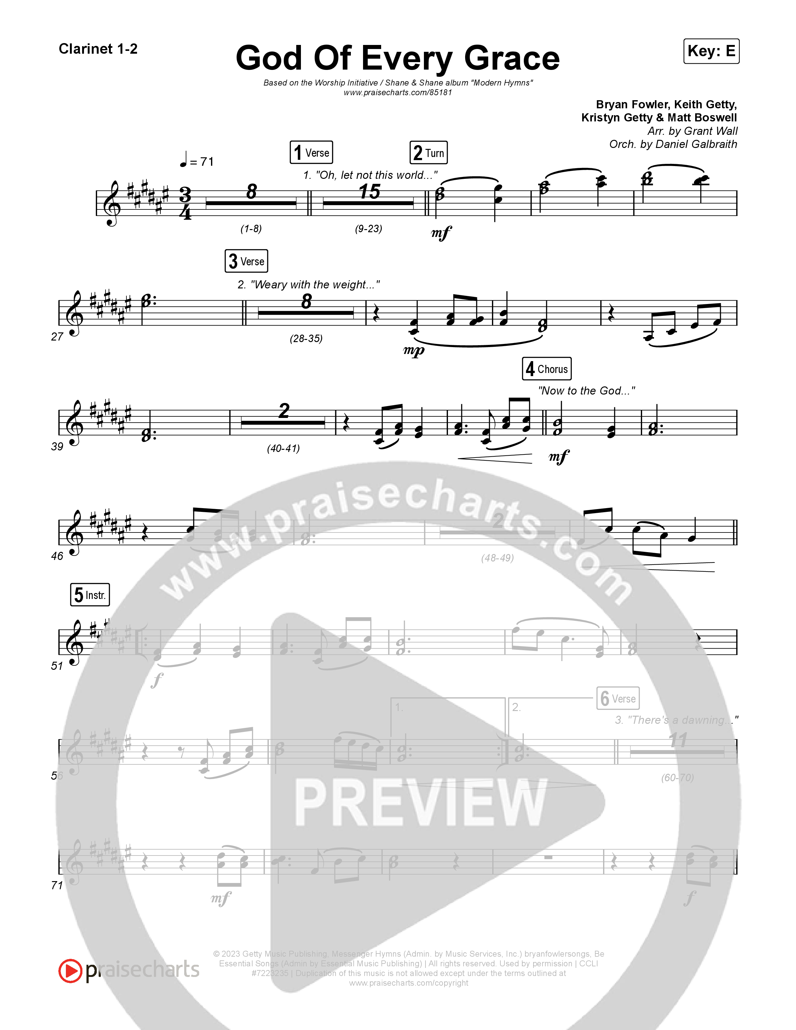 God Of Every Grace Clarinet 1,2 (Shane & Shane)