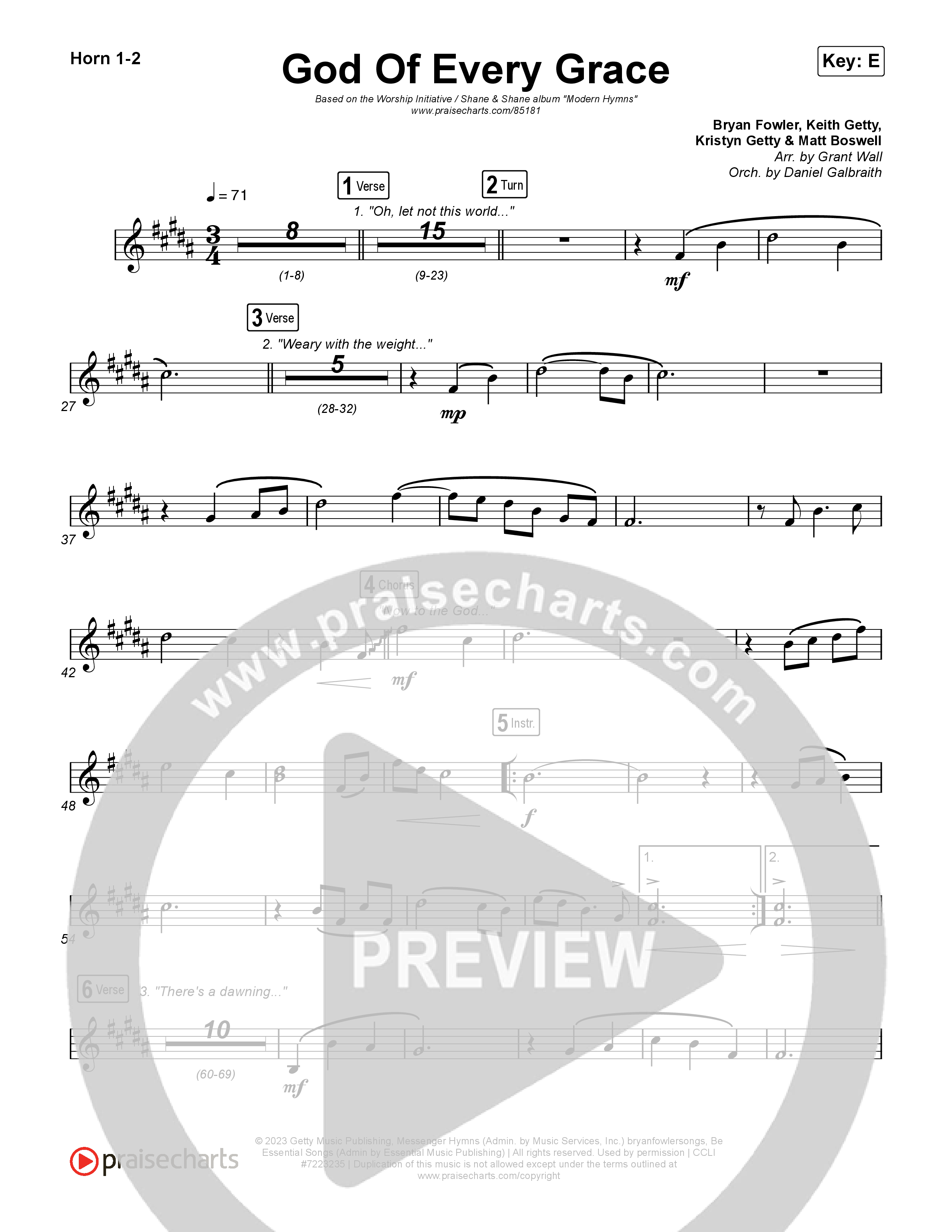 God Of Every Grace French Horn 1,2 (Shane & Shane)