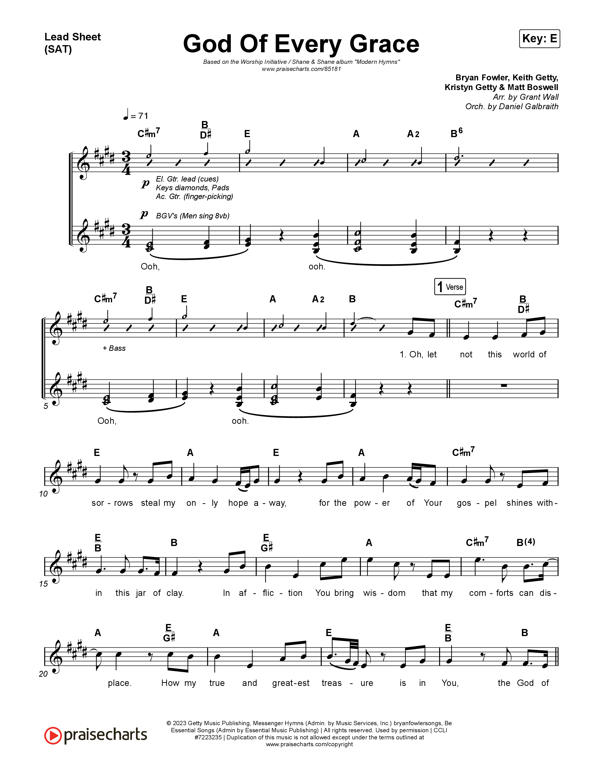 God Of Every Grace Lead Sheet (SAT) (Shane & Shane)