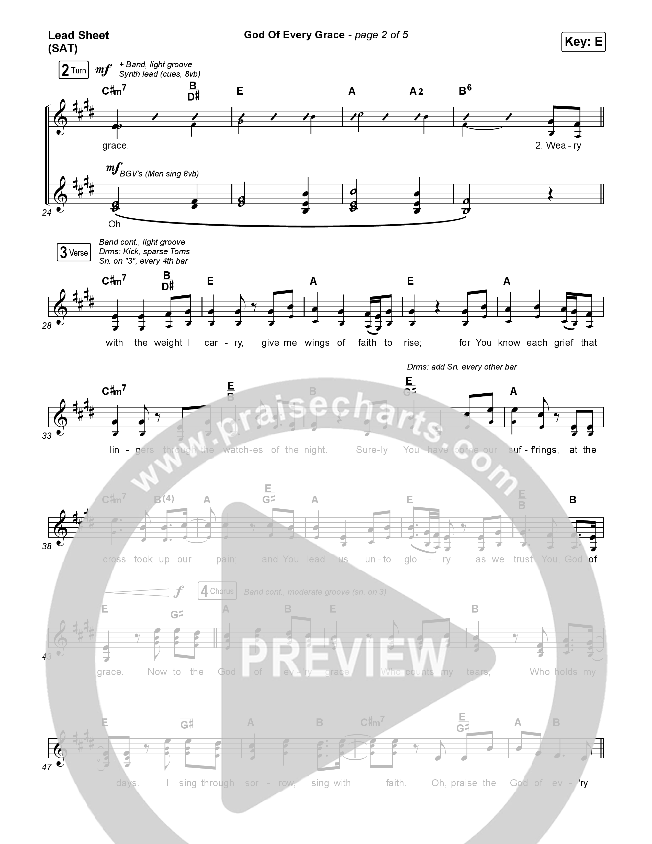 God Of Every Grace Lead Sheet (SAT) (Shane & Shane)