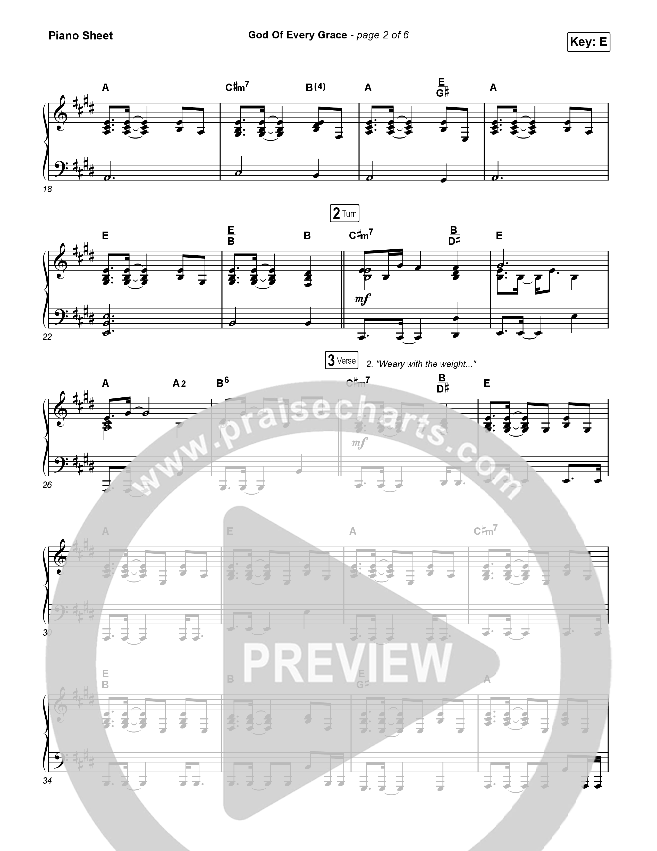 God Of Every Grace Piano Sheet (Shane & Shane)