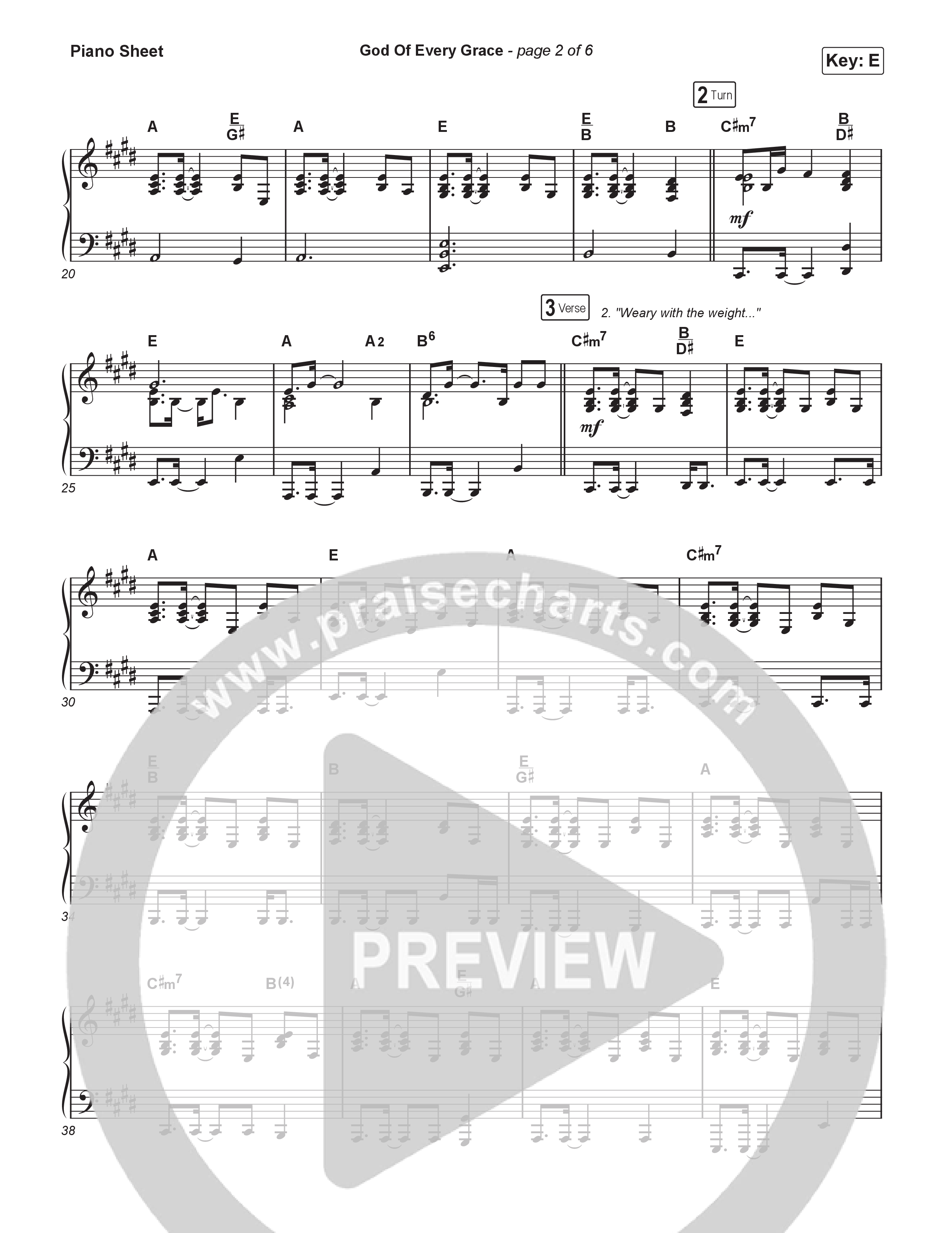 God Of Every Grace Piano Sheet (Shane & Shane)