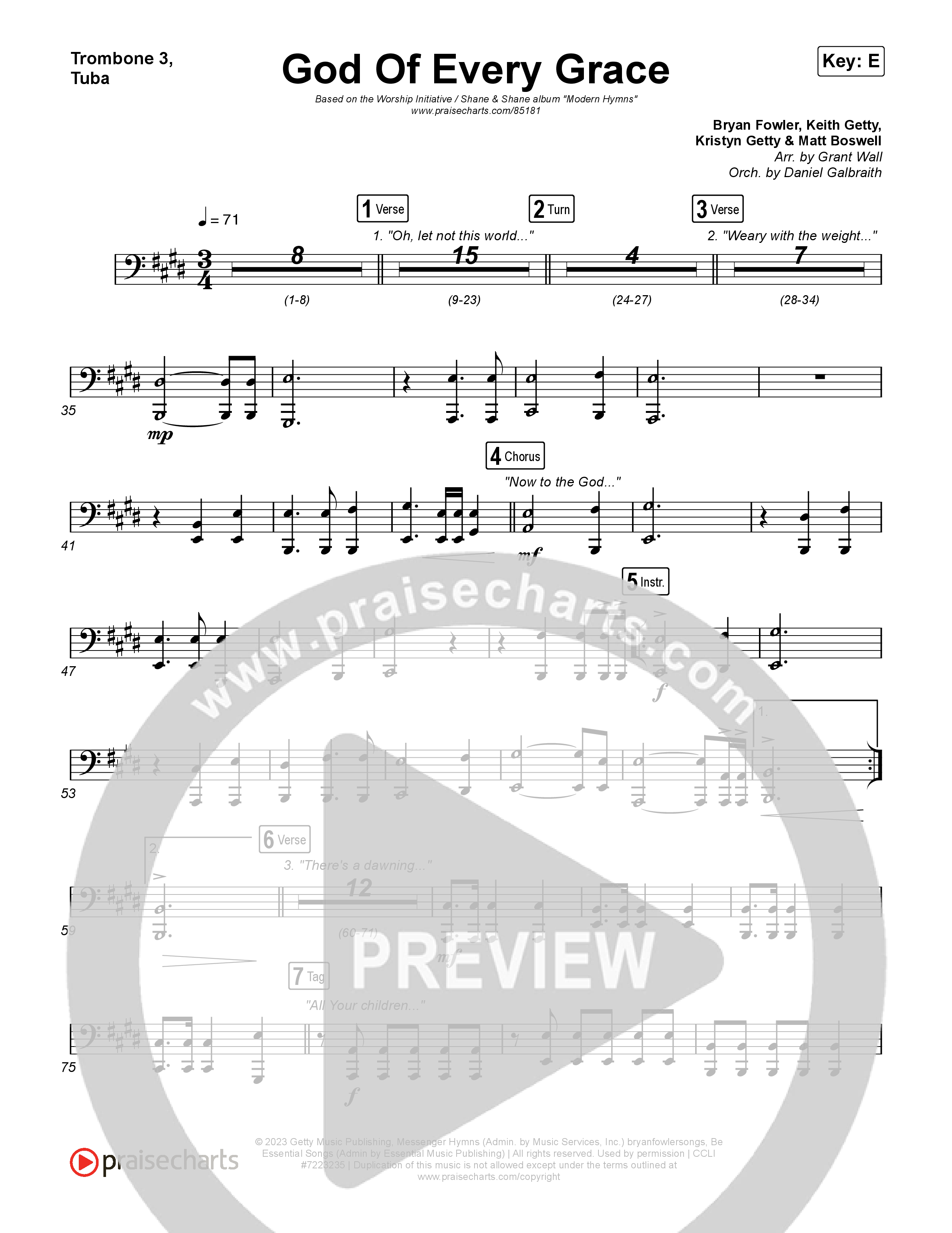 God Of Every Grace Trombone 1,2 (Shane & Shane)