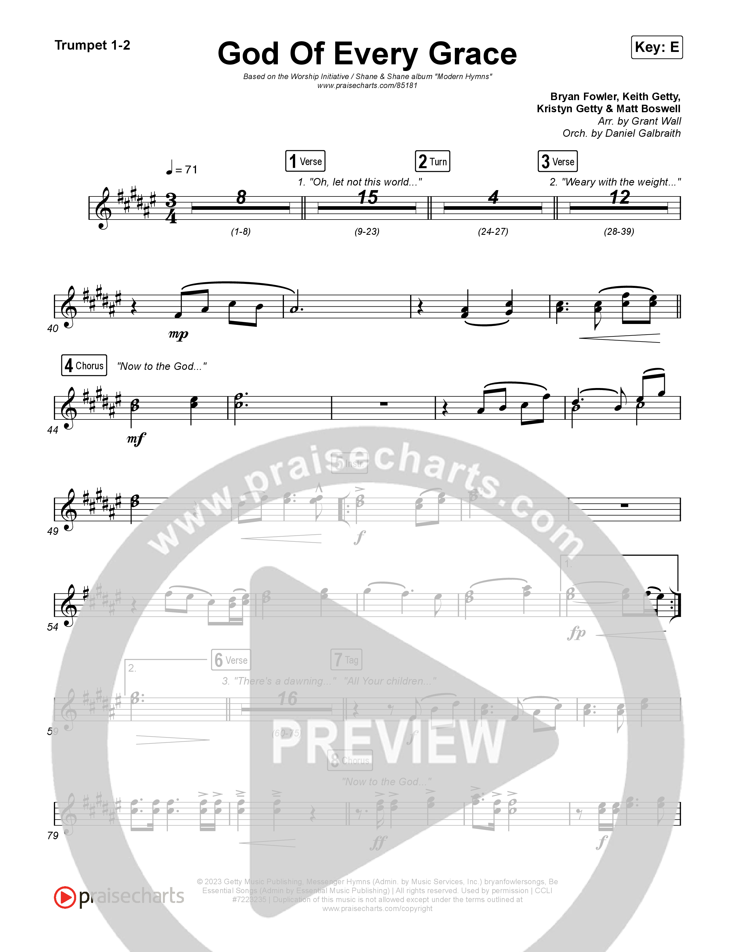 God Of Every Grace Trumpet 1,2 (Shane & Shane)