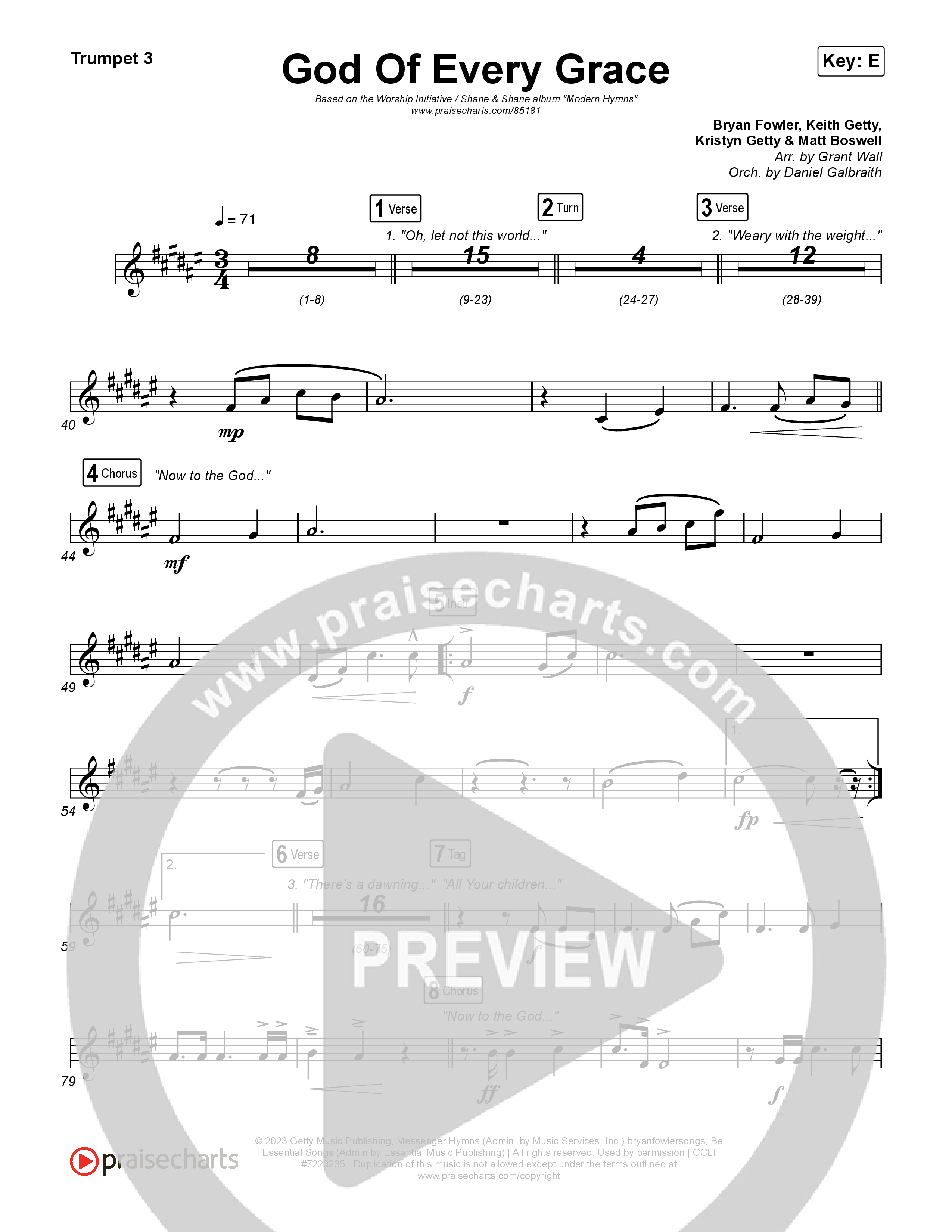 God Of Every Grace Trumpet 3 (Shane & Shane)