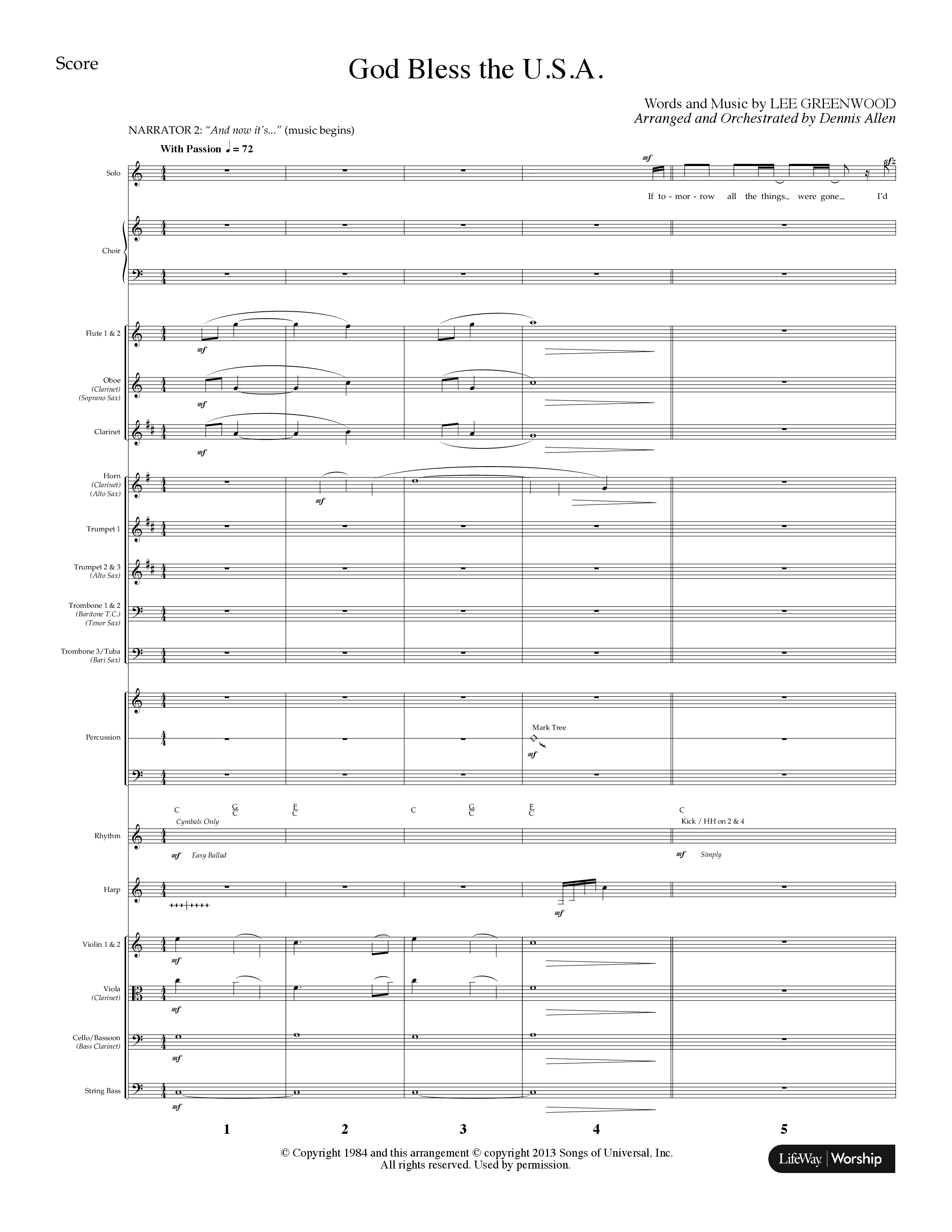 Celebrate America (8 Song Choral Collection) Song 4 (Orchestration) (Lifeway Choral / Arr. Dennis Allen)