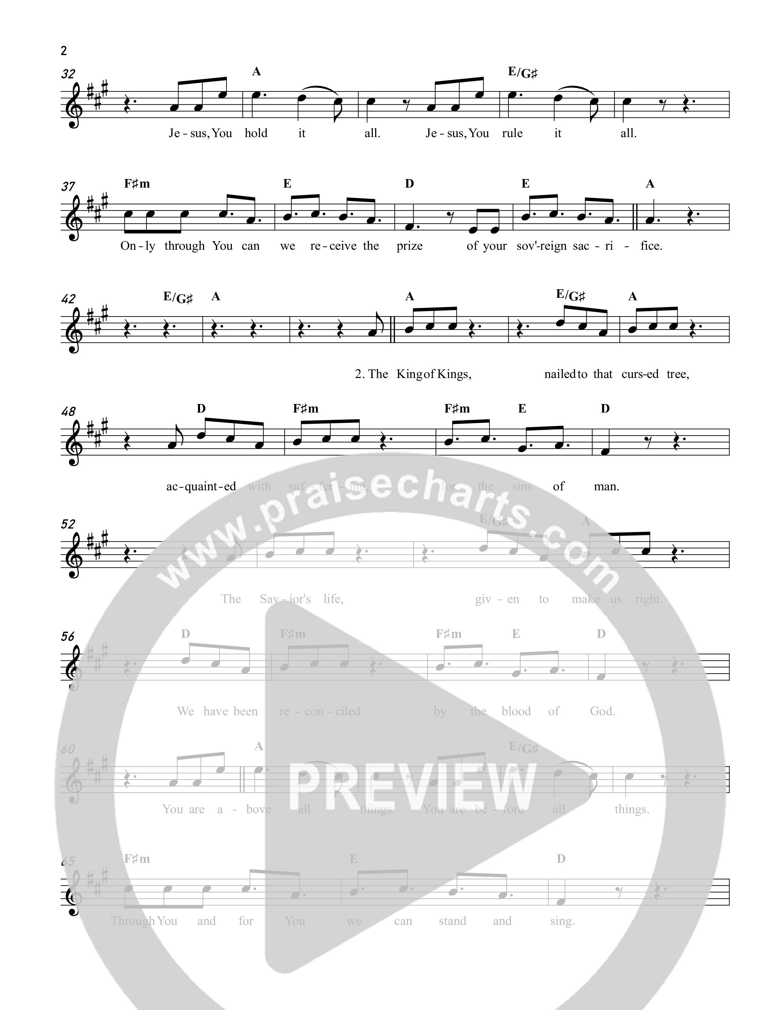 Sovereign Sacrifice Lead Sheet Melody (Reawaken Hymns)