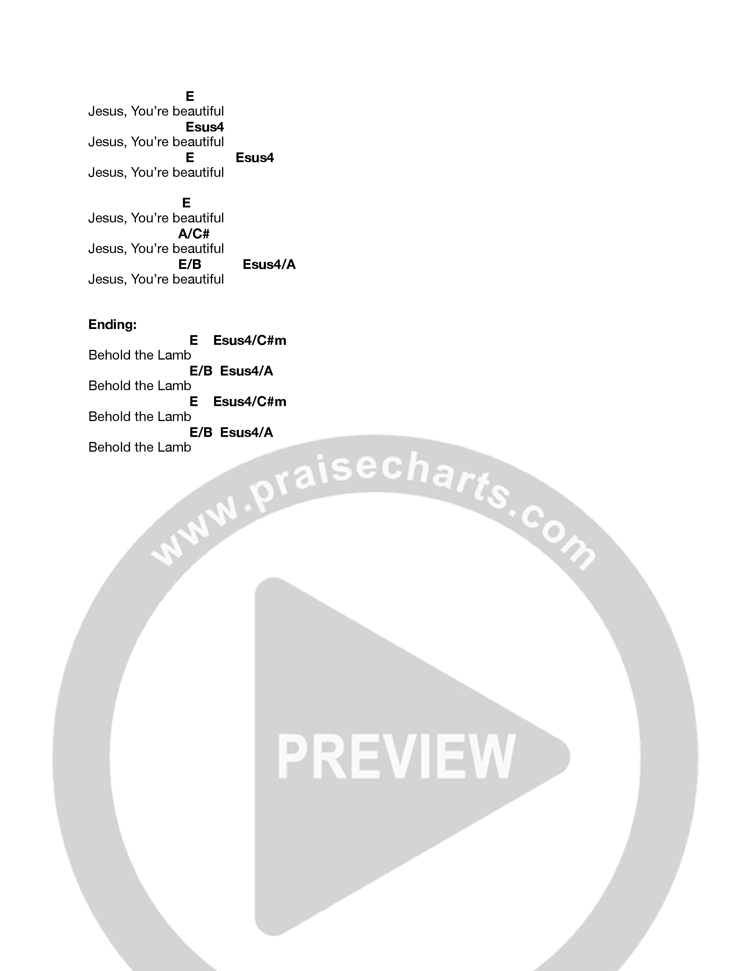 Behold The Lamb Chord Chart (Heart Of The Father Worship)