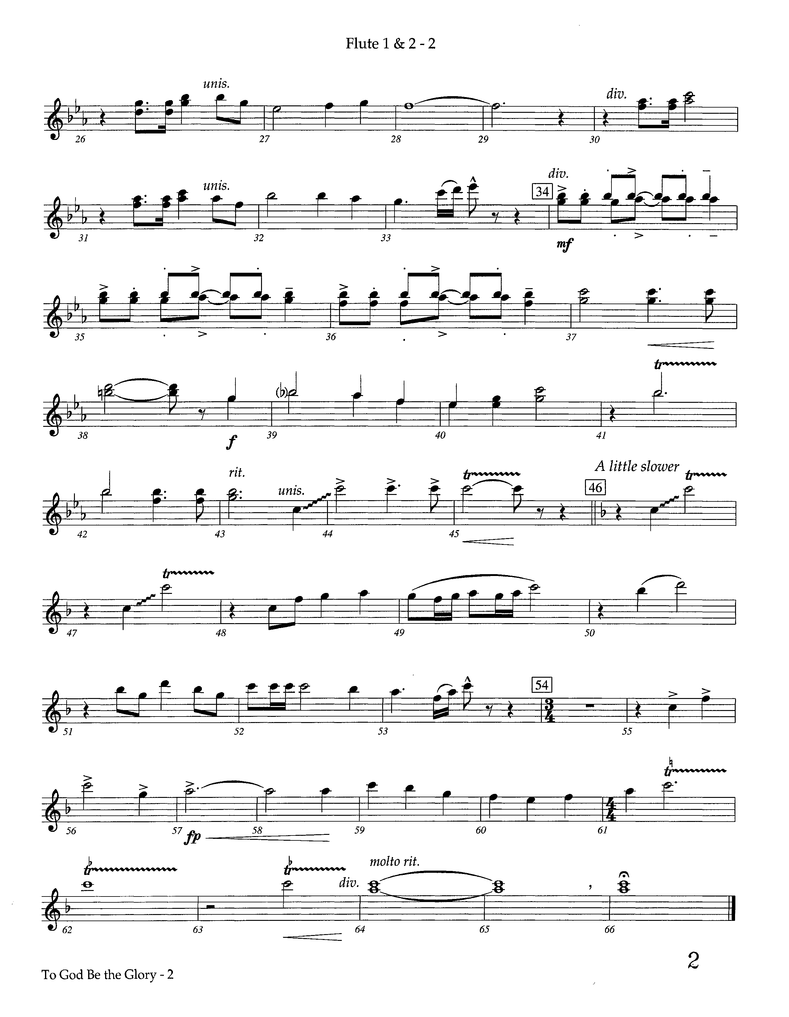 To God Be The Glory (Instrumental) Flute 1/2 (Lifeway Worship / Arr. Ed Dickinson)