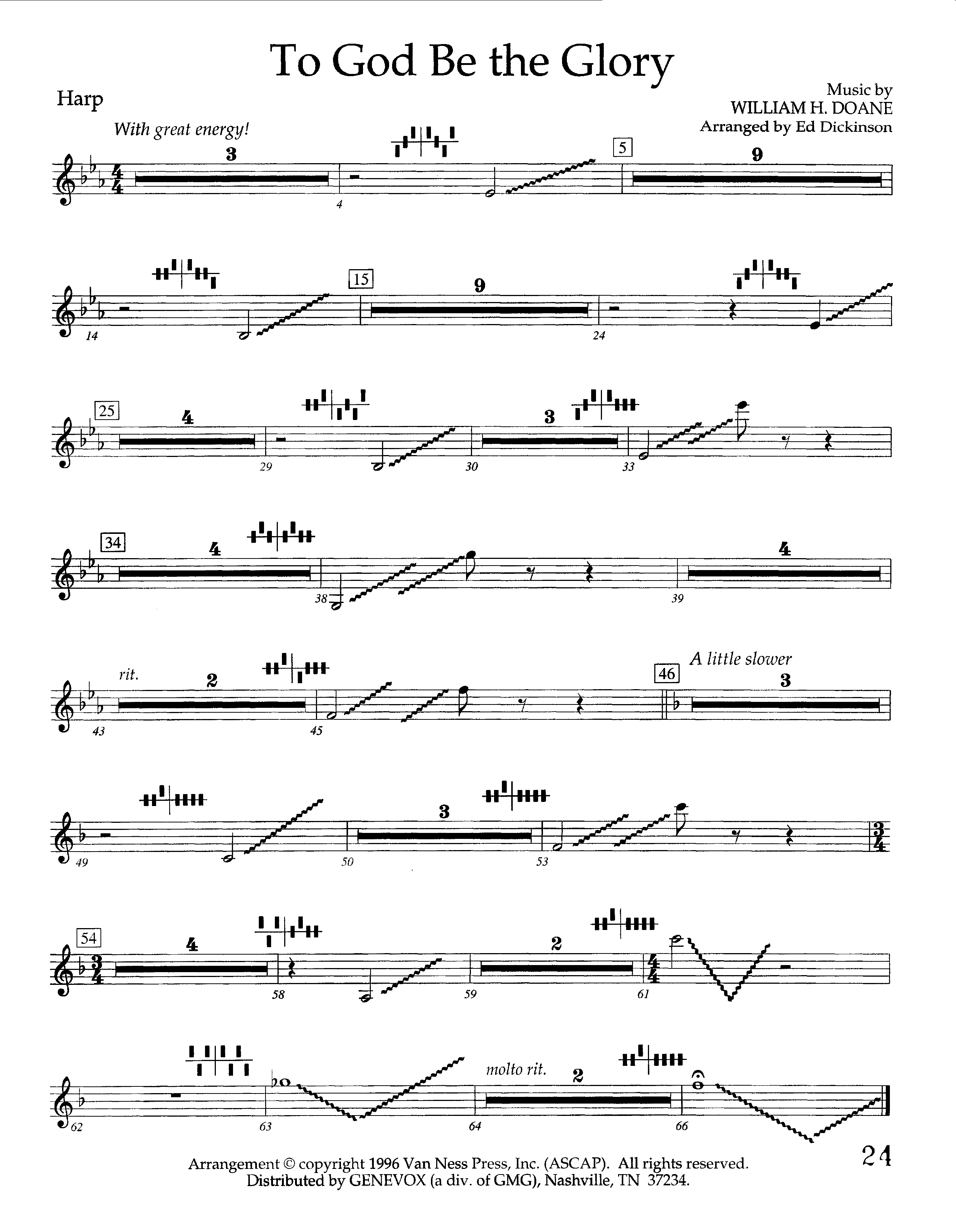 To God Be The Glory (Instrumental) Harp (Lifeway Worship / Arr. Ed Dickinson)