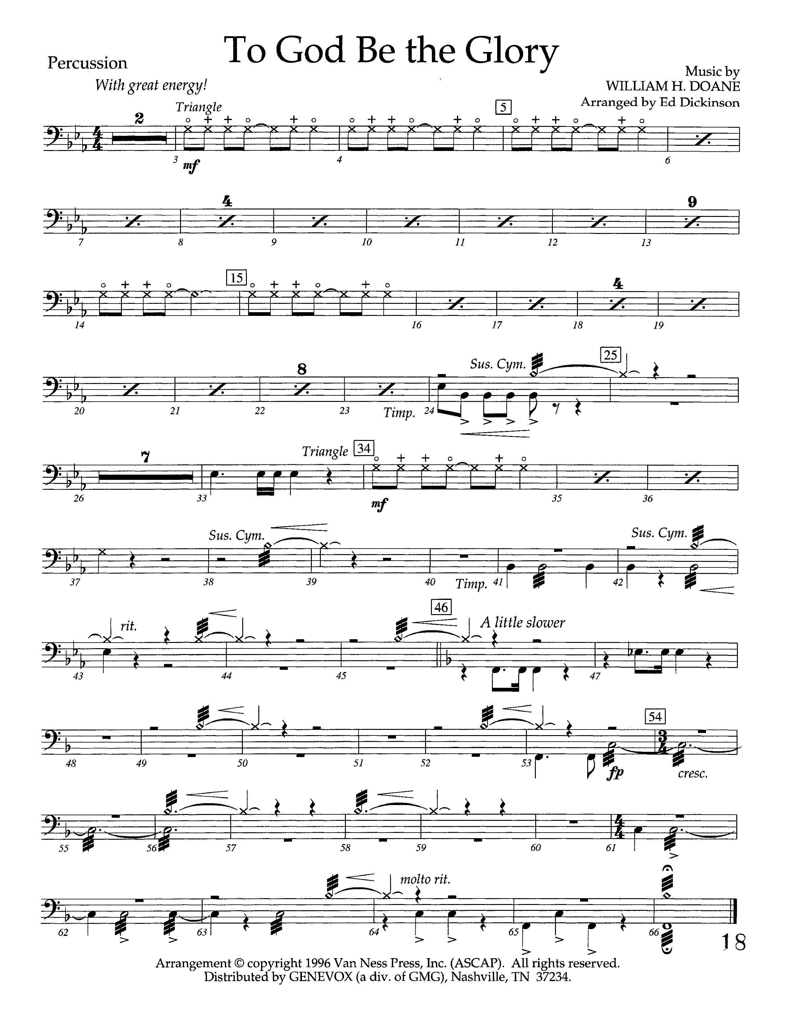 To God Be The Glory (Instrumental) Percussion (Lifeway Worship / Arr. Ed Dickinson)