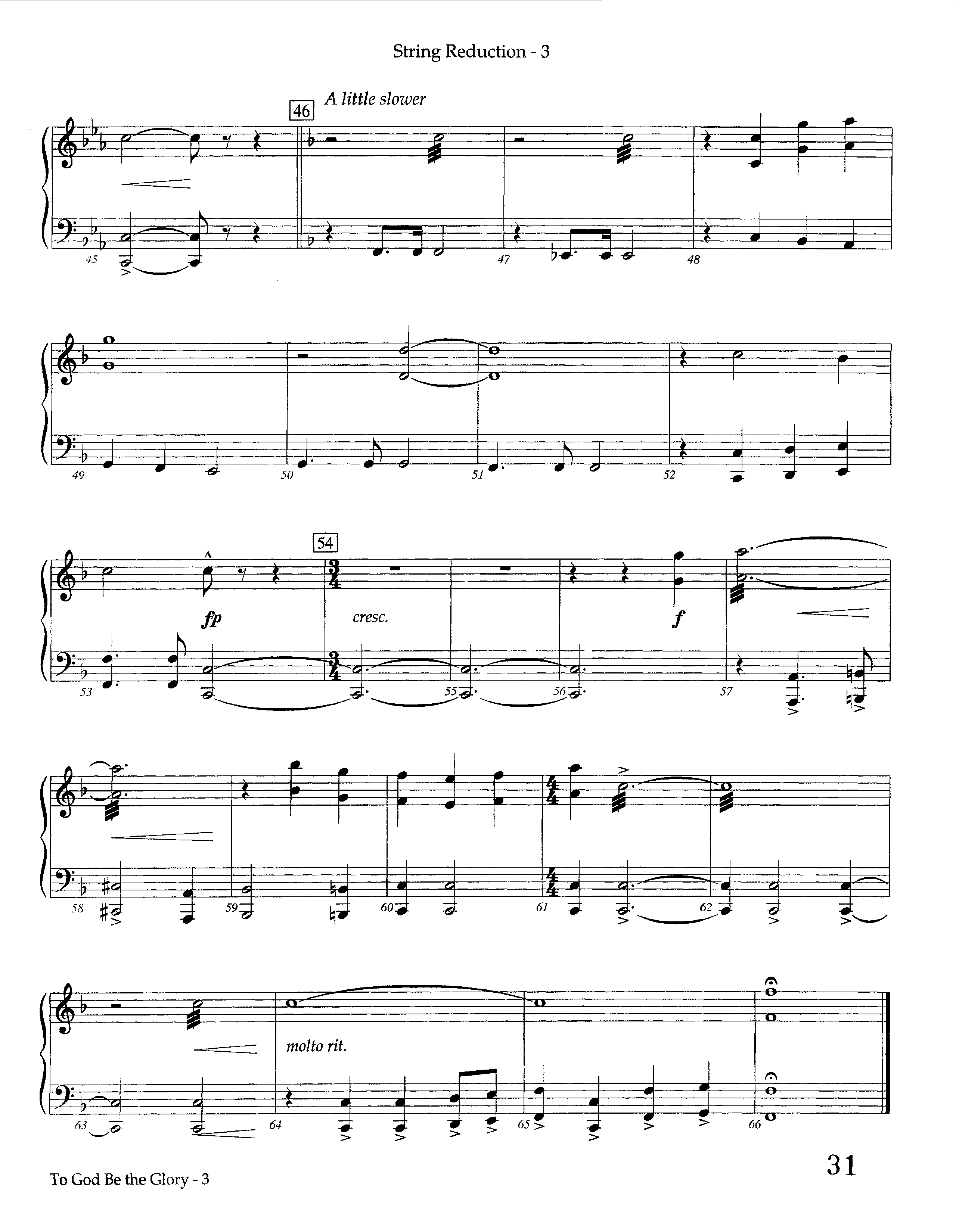 To God Be The Glory (Instrumental) String Reduction (Lifeway Worship / Arr. Ed Dickinson)