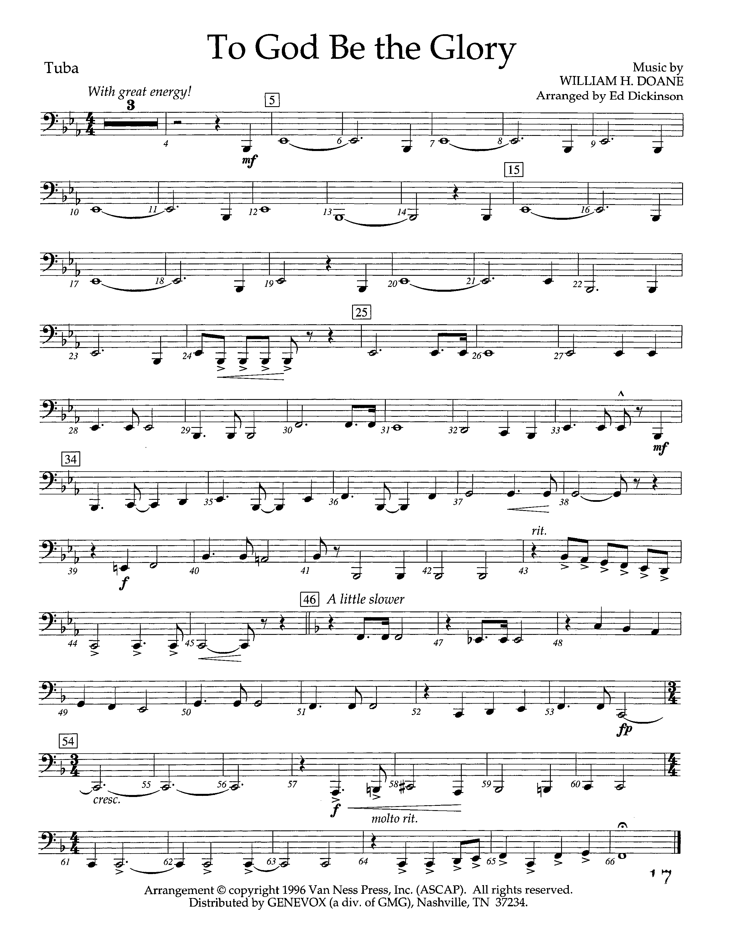 To God Be The Glory (Instrumental) Tuba (Lifeway Worship / Arr. Ed Dickinson)