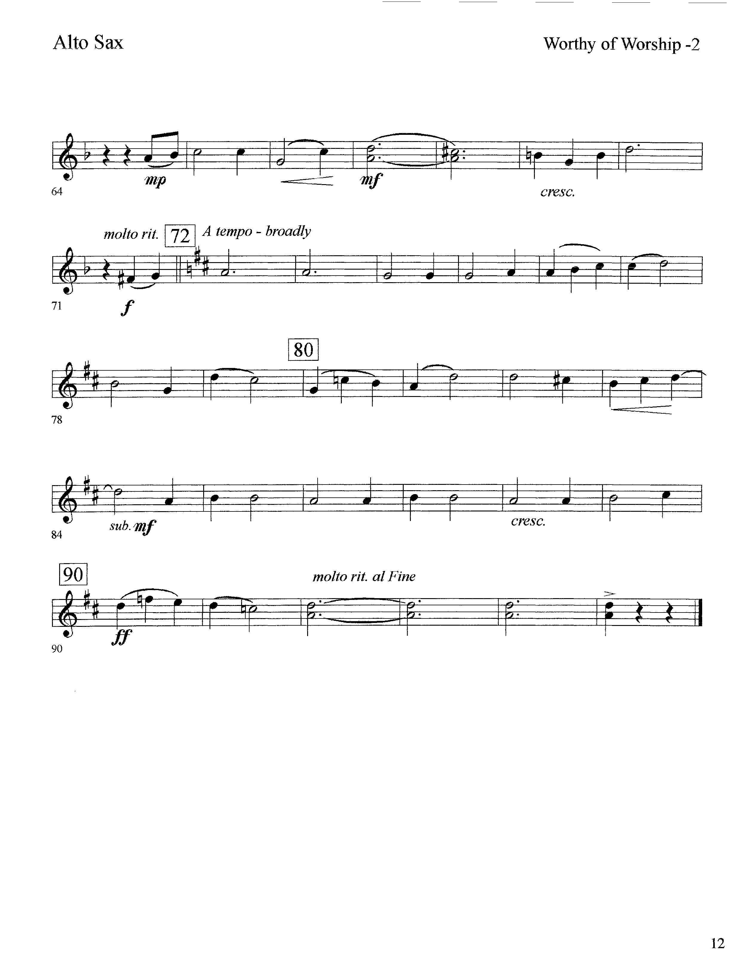 Worthy Of Worship (with Thou Art Worthy) (Instrumental) Alto Sax (Lifeway Worship / Arr. David Winkler)