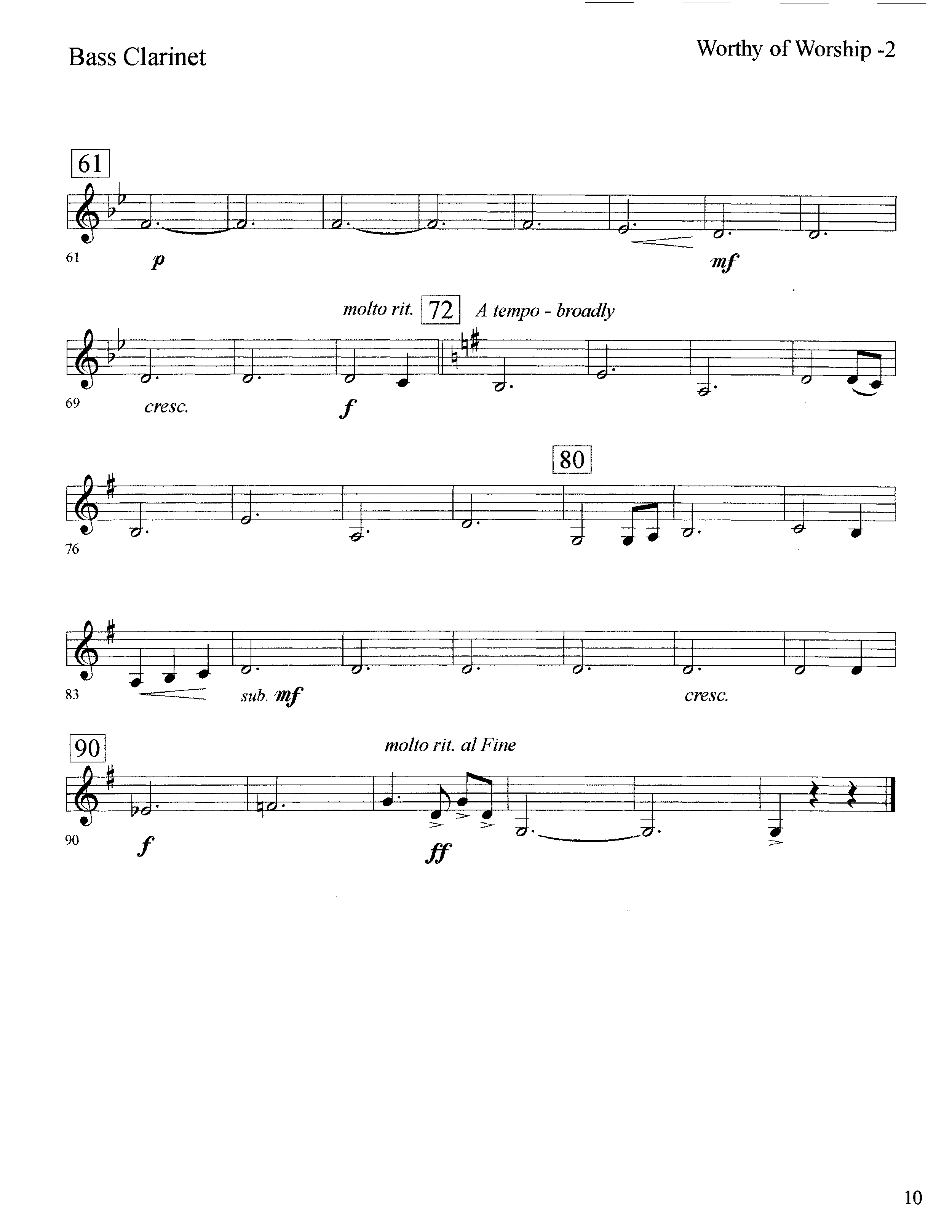 Worthy Of Worship (with Thou Art Worthy) (Instrumental) Bass Clarinet (Lifeway Worship / Arr. David Winkler)