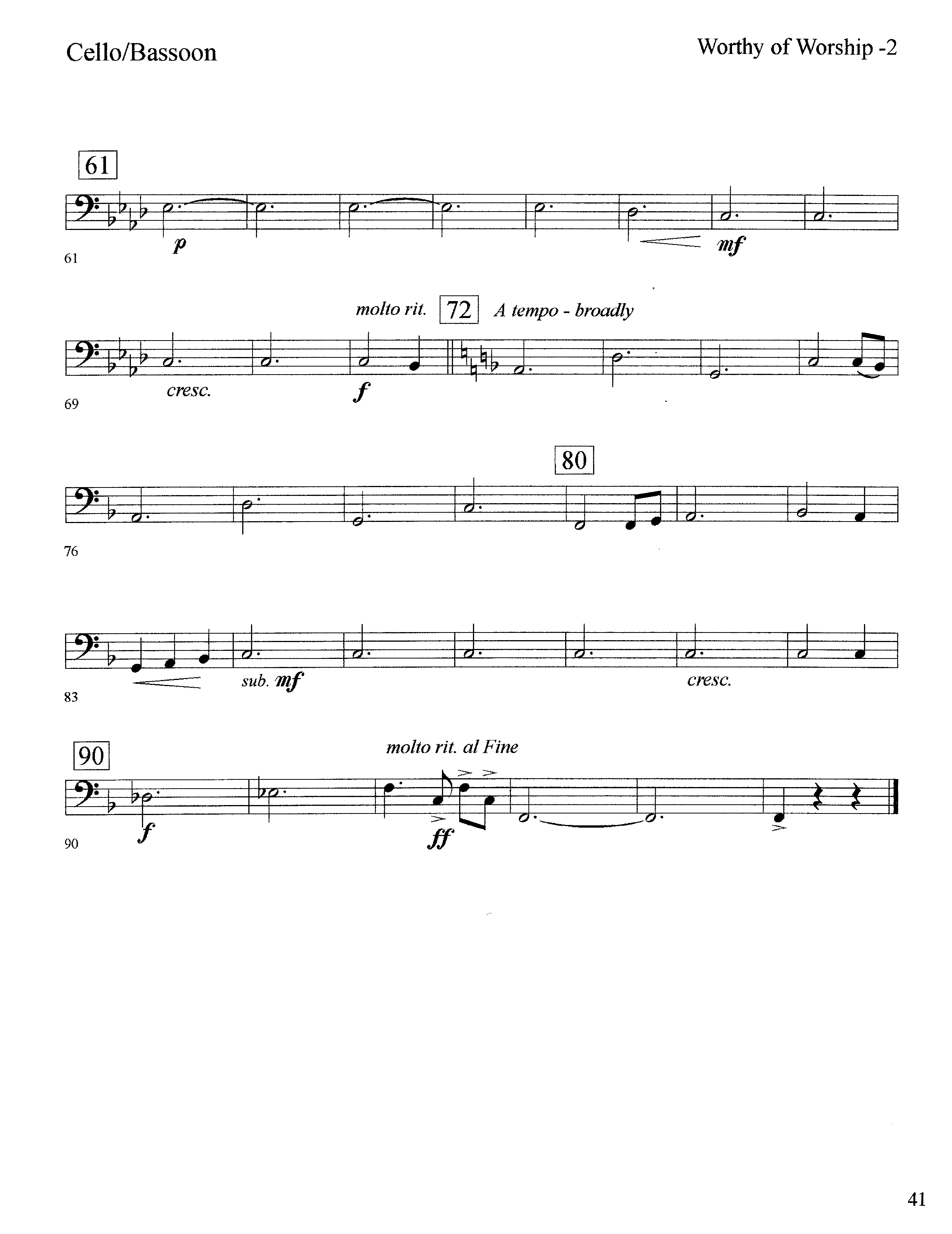 Worthy Of Worship (with Thou Art Worthy) (Instrumental) Cello (Lifeway Worship / Arr. David Winkler)