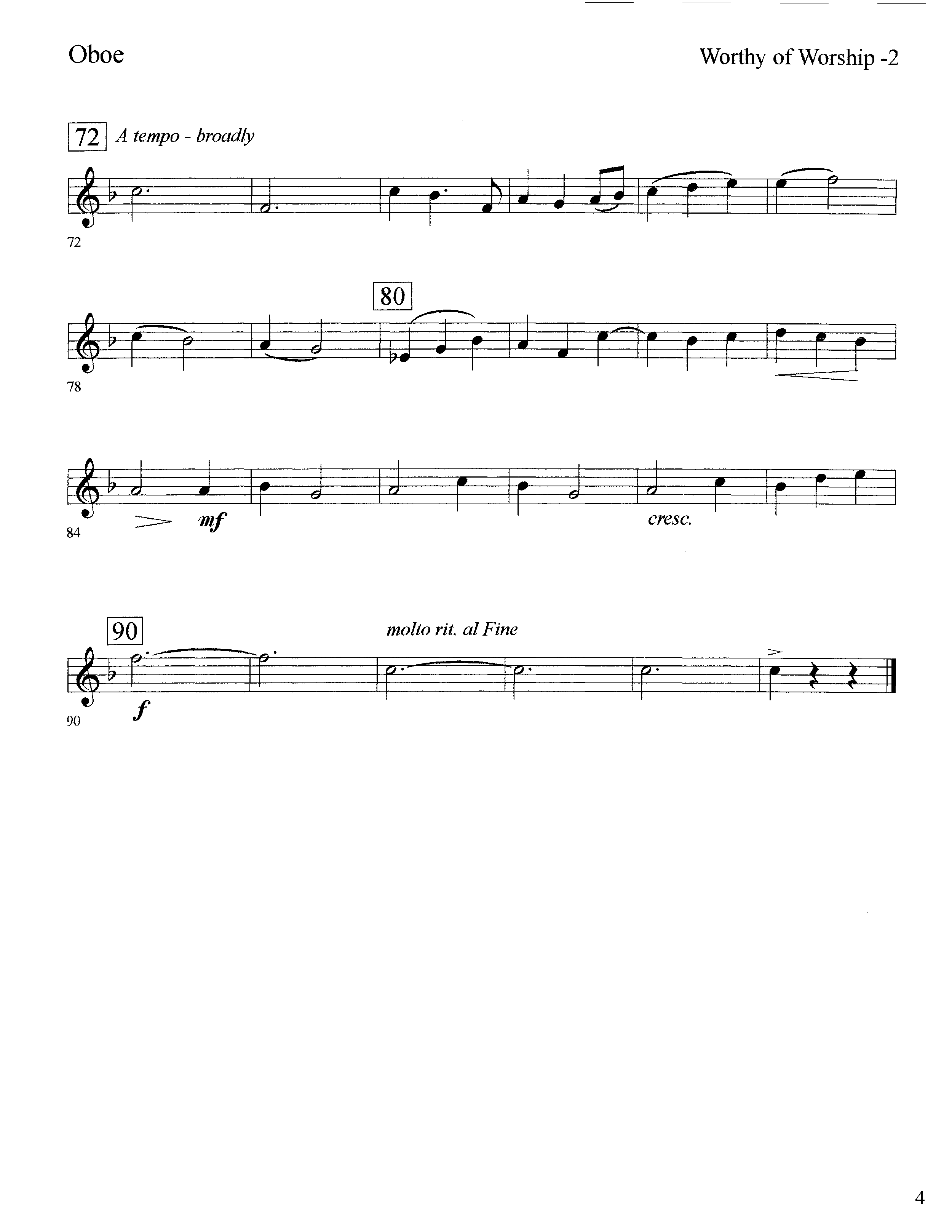 Worthy Of Worship (with Thou Art Worthy) (Instrumental) Oboe (Lifeway Worship / Arr. David Winkler)