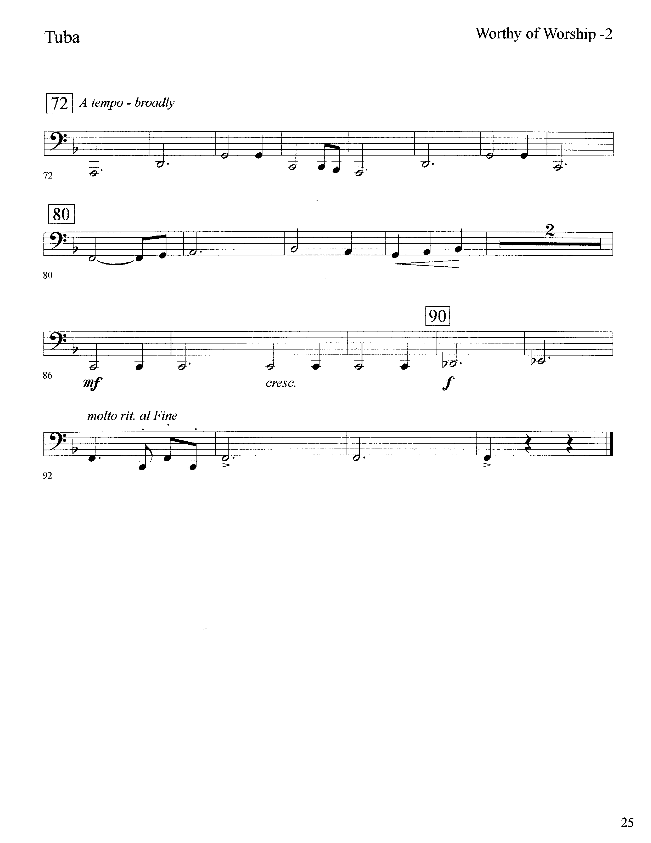 Worthy Of Worship (with Thou Art Worthy) (Instrumental) Tuba (Lifeway Worship / Arr. David Winkler)