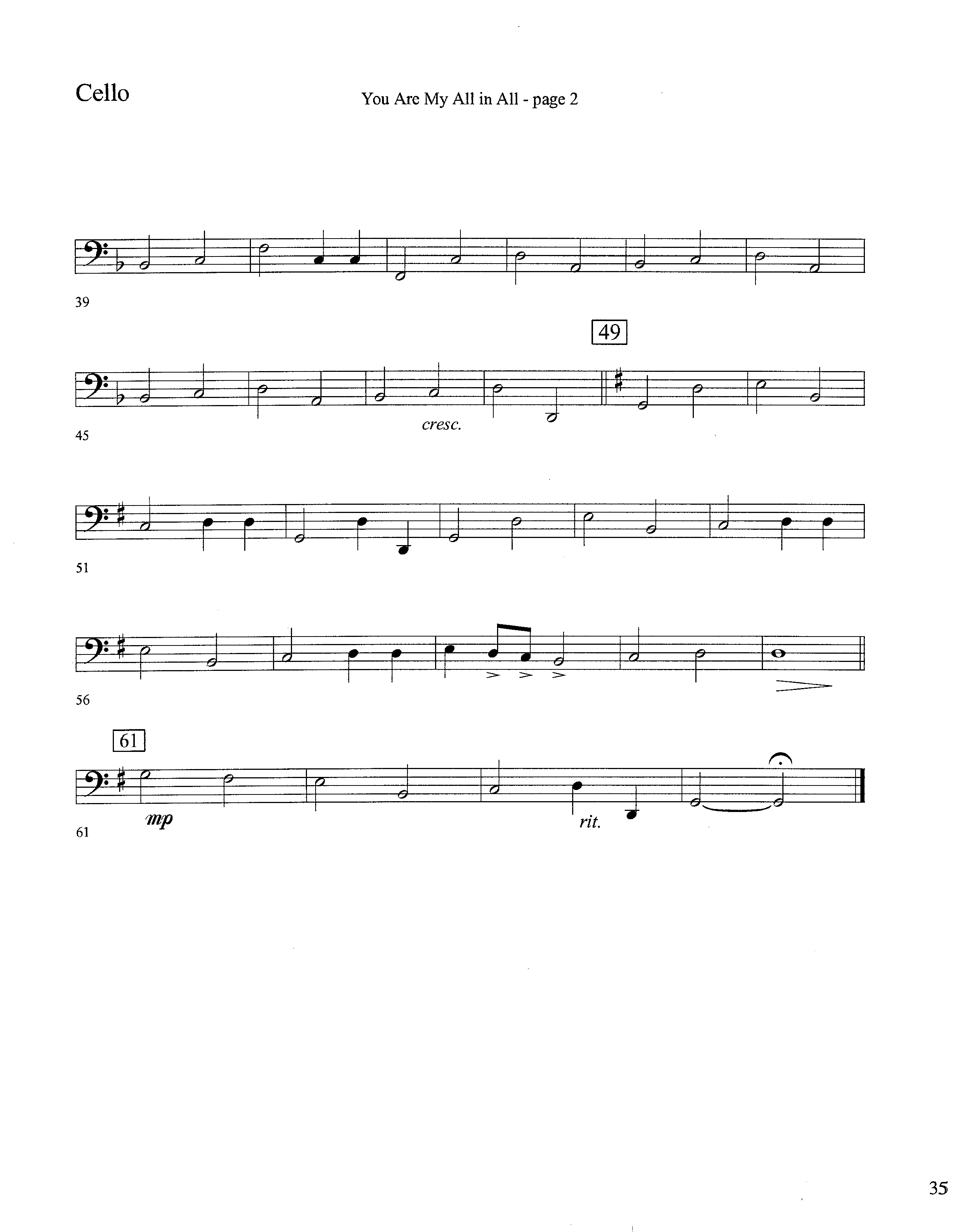 You Are My All In All (Instrumental) Cello (Lifeway Worship / Arr. David Winkler)