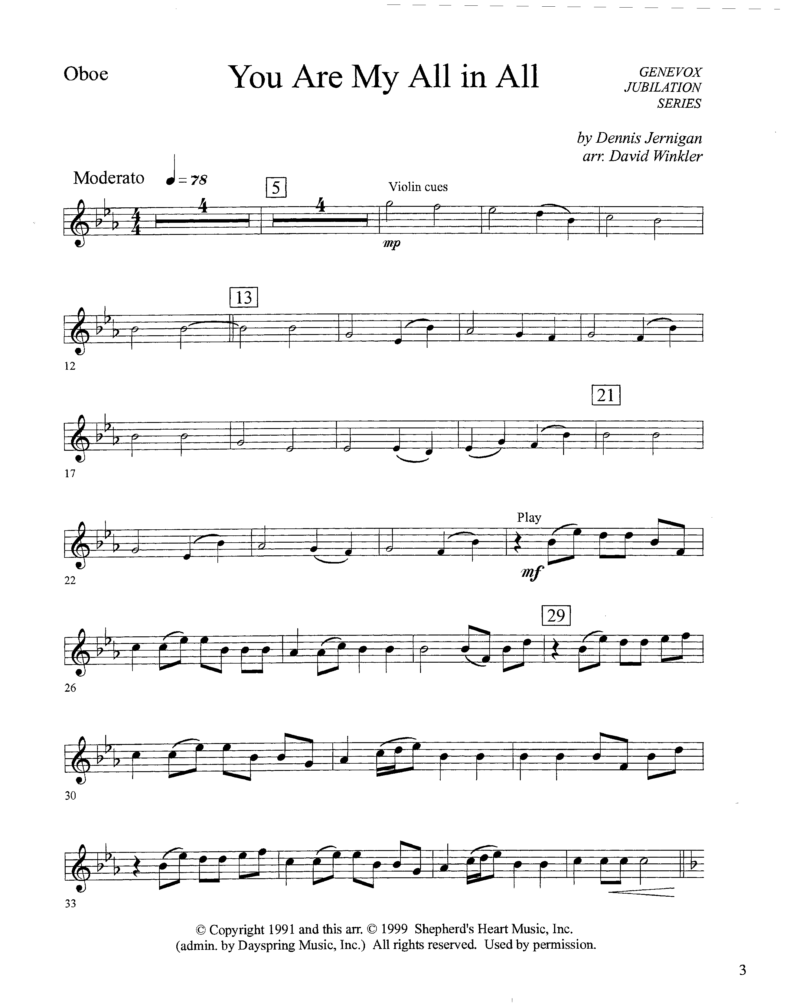 You Are My All In All (Instrumental) Oboe (Lifeway Worship / Arr. David Winkler)