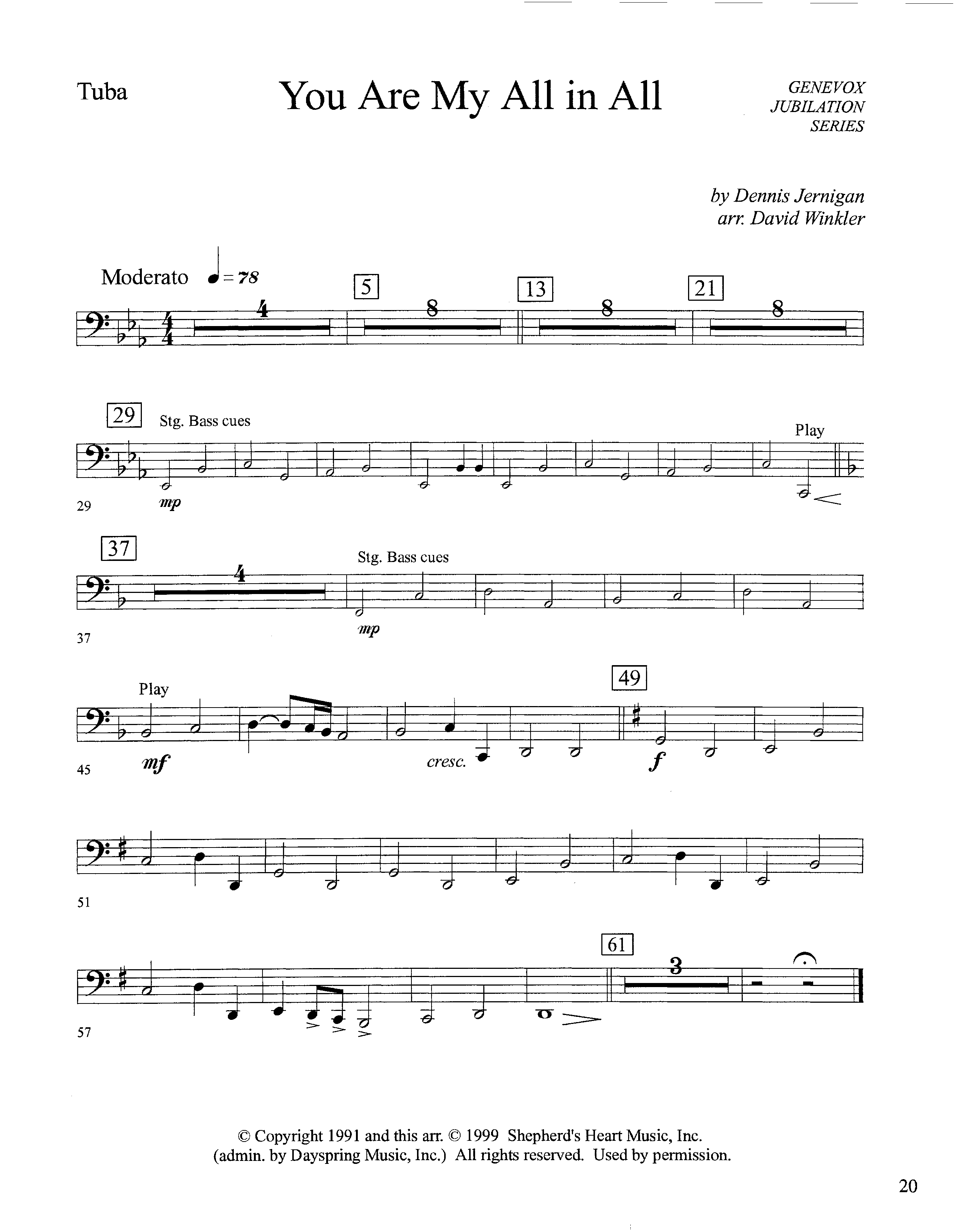 You Are My All In All (Instrumental) Tuba (Lifeway Worship / Arr. David Winkler)