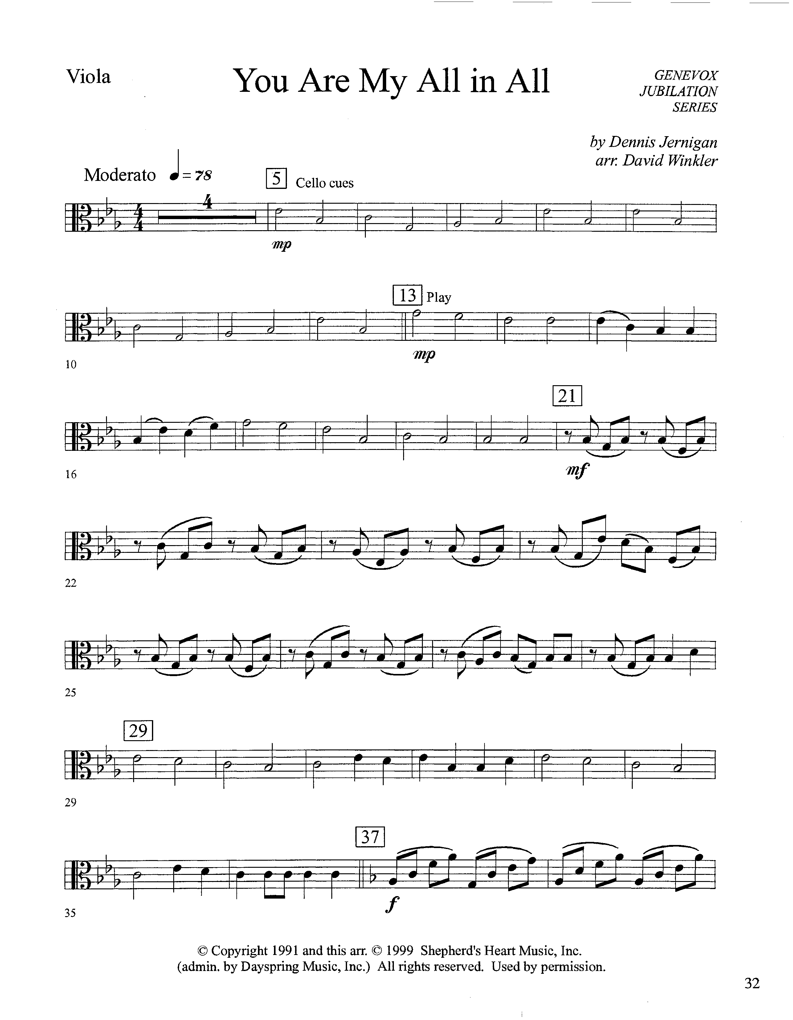 You Are My All In All (Instrumental) Viola (Lifeway Worship / Arr. David Winkler)