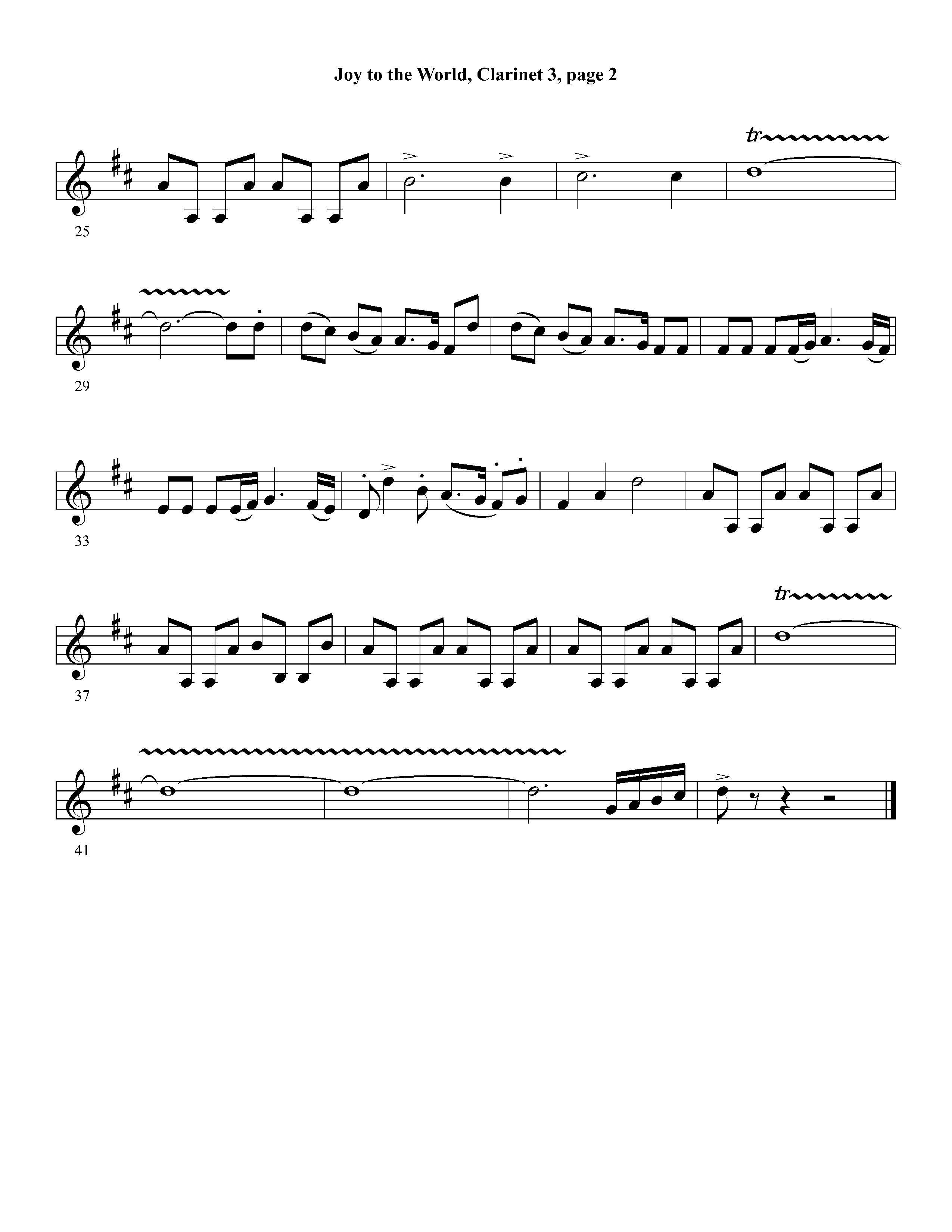 Joy To The World Overture (Instrumental) Clarinet 3 (Lifeway Worship / Arr. Dennis Allen / Orch. Dave Williamson / Orch. David Winkler)