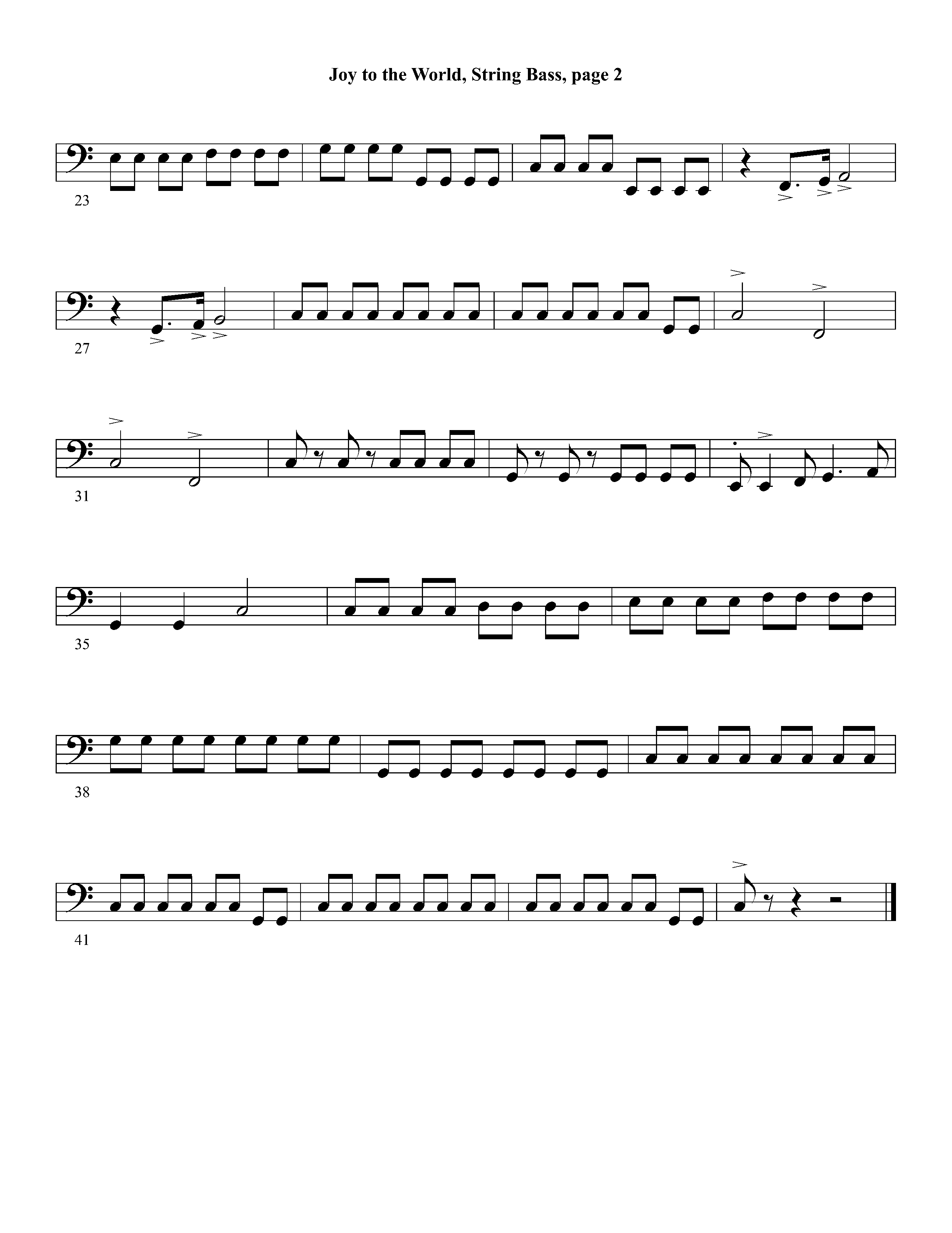 Joy To The World Overture (Instrumental) Double Bass (Lifeway Worship / Arr. Dennis Allen / Orch. Dave Williamson / Orch. David Winkler)