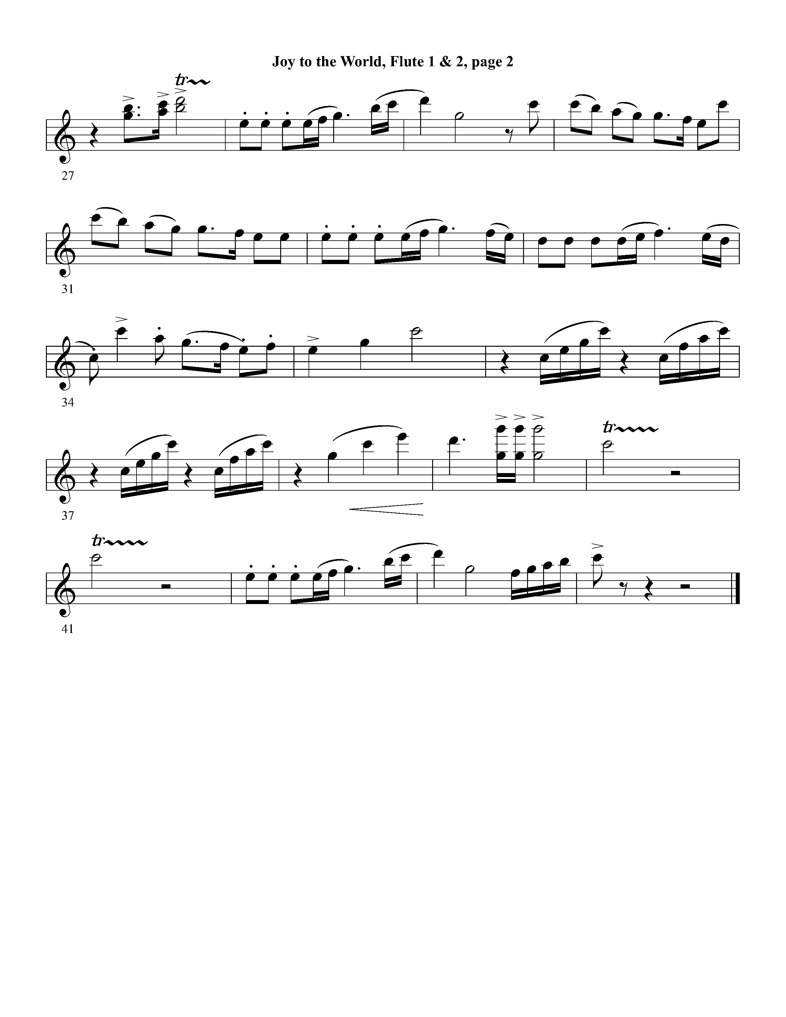 Joy To The World Overture (Instrumental) Flute 1/2 (Lifeway Worship / Arr. Dennis Allen / Orch. Dave Williamson / Orch. David Winkler)