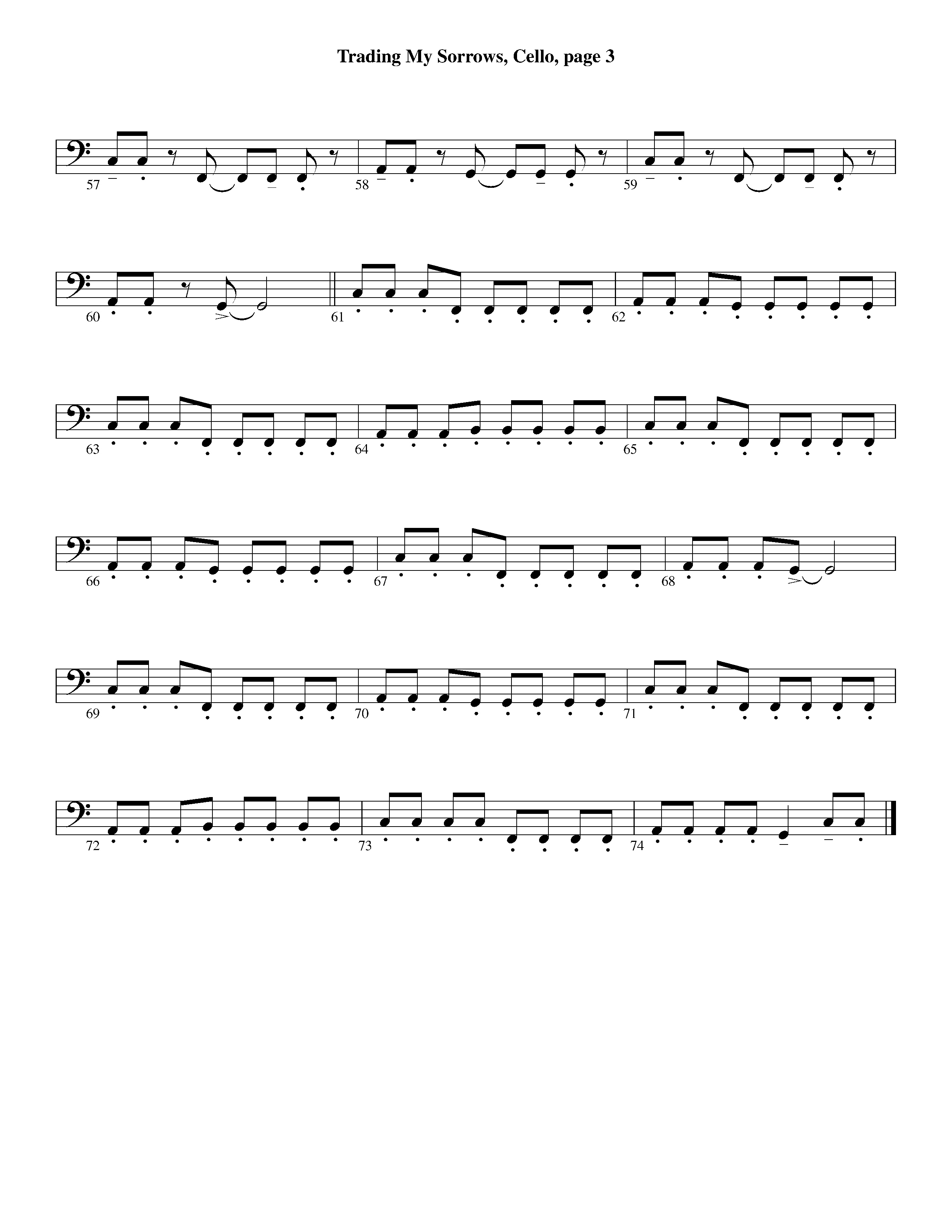 Trading My Sorrows (Instrumental) Cello (Lifeway Worship / Arr. Michael Lawrence)