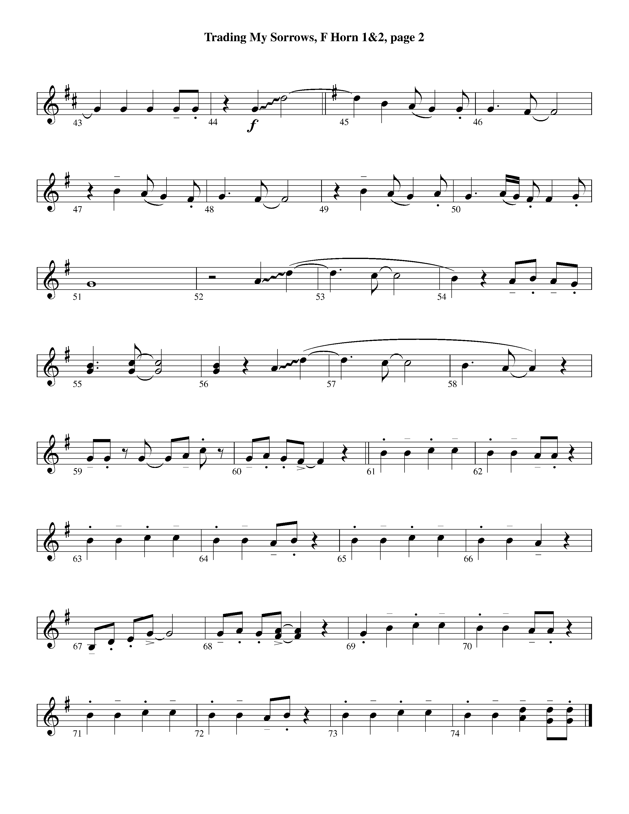 Trading My Sorrows (Instrumental) French Horn 1/2 (Lifeway Worship / Arr. Michael Lawrence)