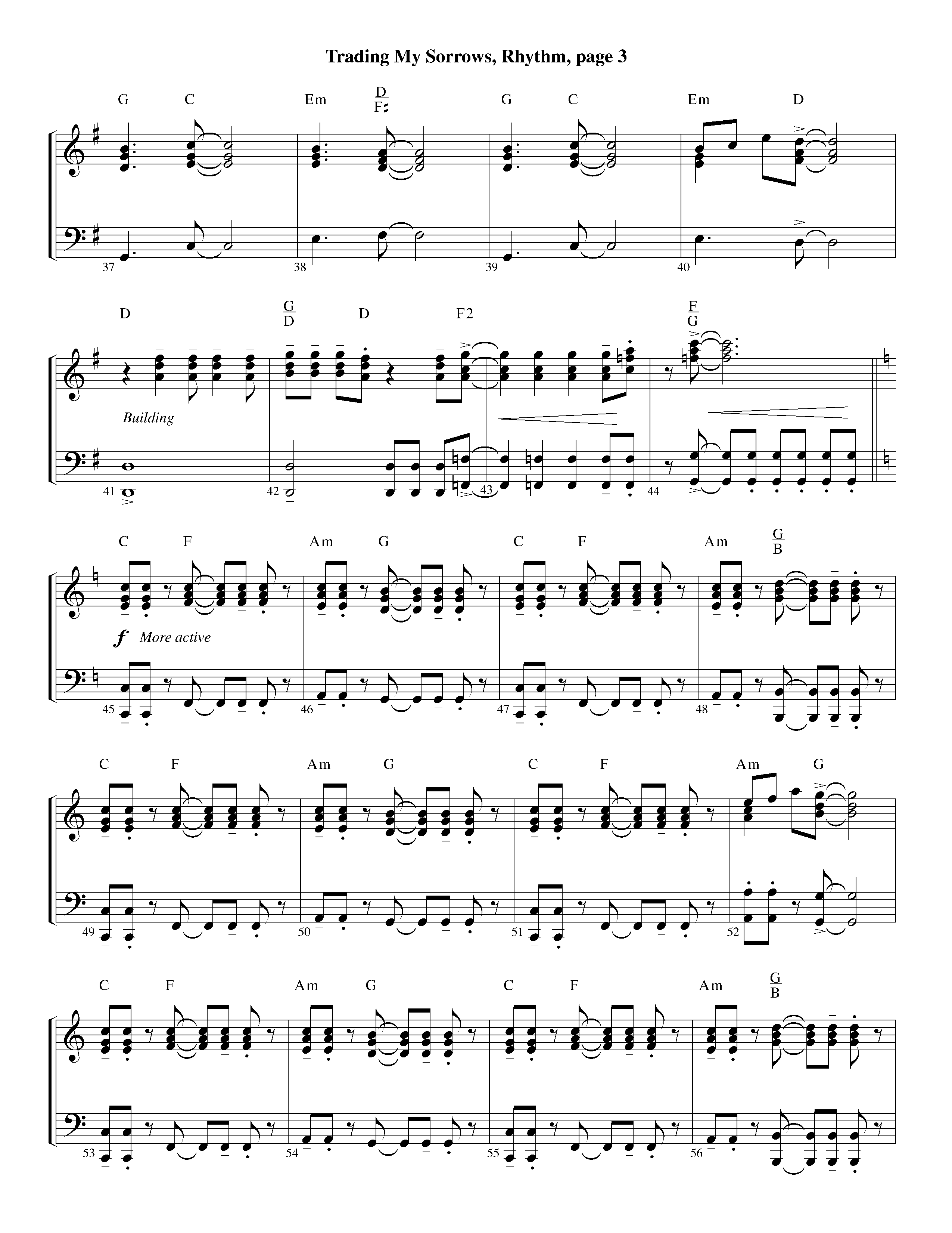 Trading My Sorrows (Instrumental) Rhythm Chart (Lifeway Worship / Arr. Michael Lawrence)