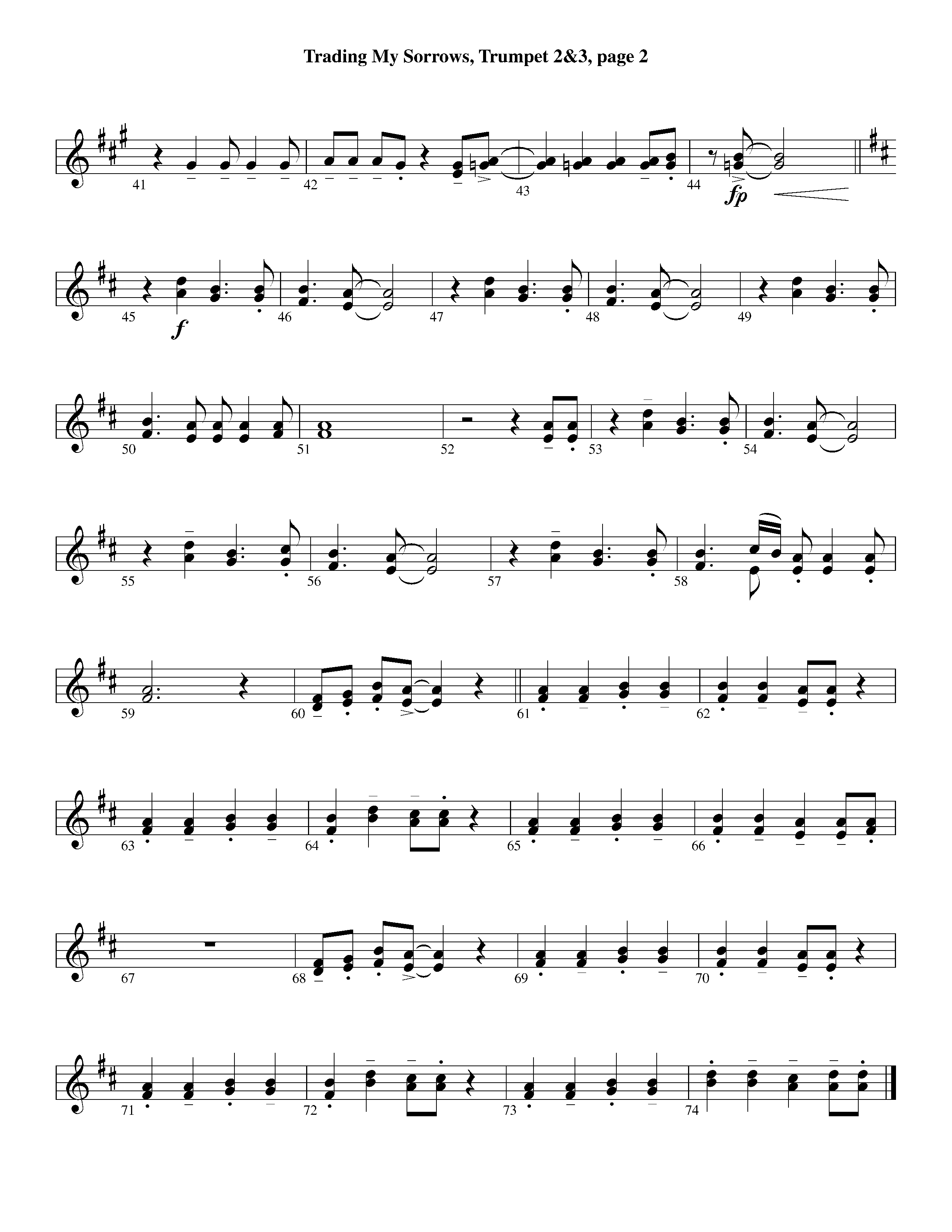 Trading My Sorrows (Instrumental) Trumpet 2/3 (Lifeway Worship / Arr. Michael Lawrence)
