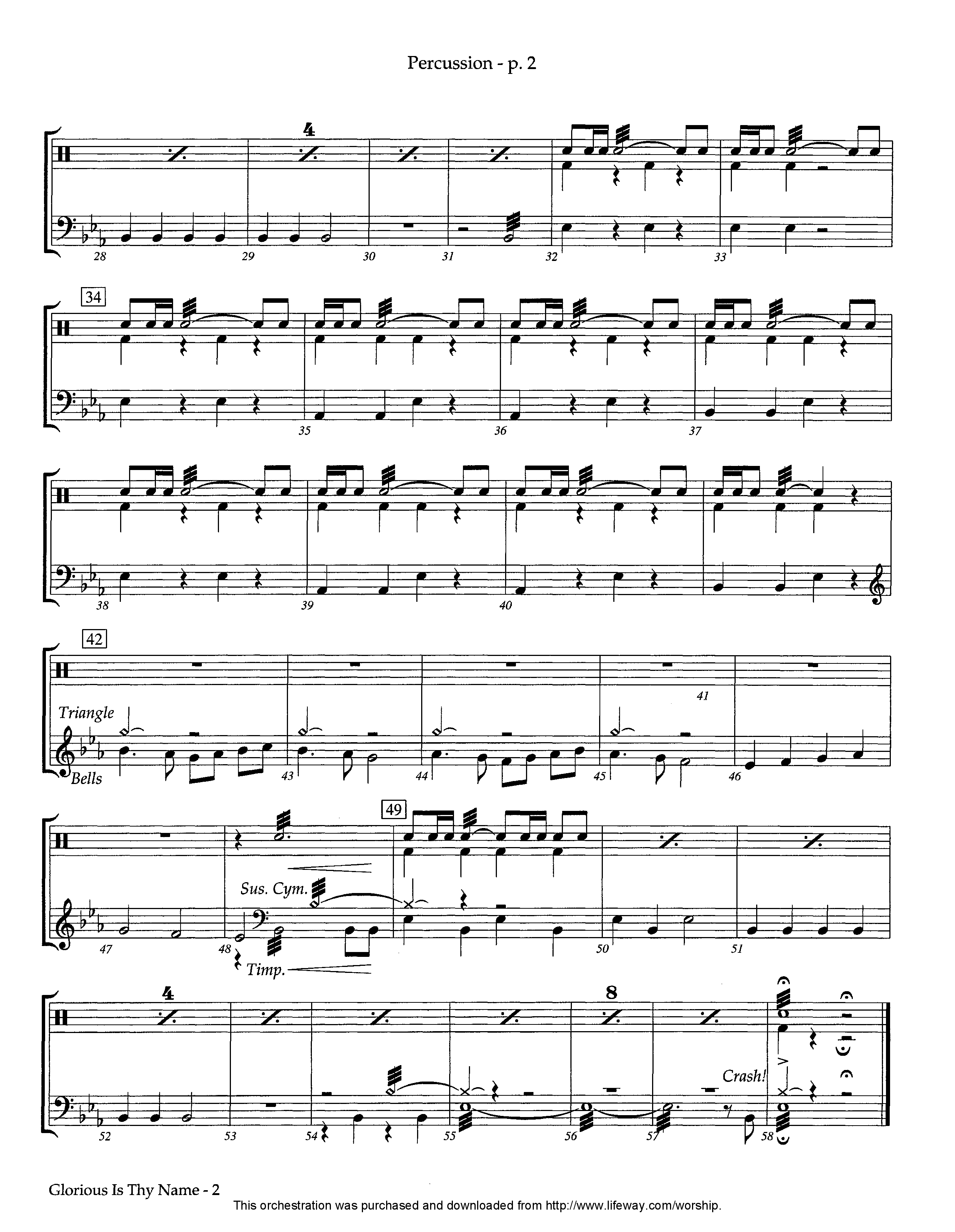 Glorious Is Thy Name (Instrumental) Percussion (Lifeway Worship / Arr. Billy Payne)