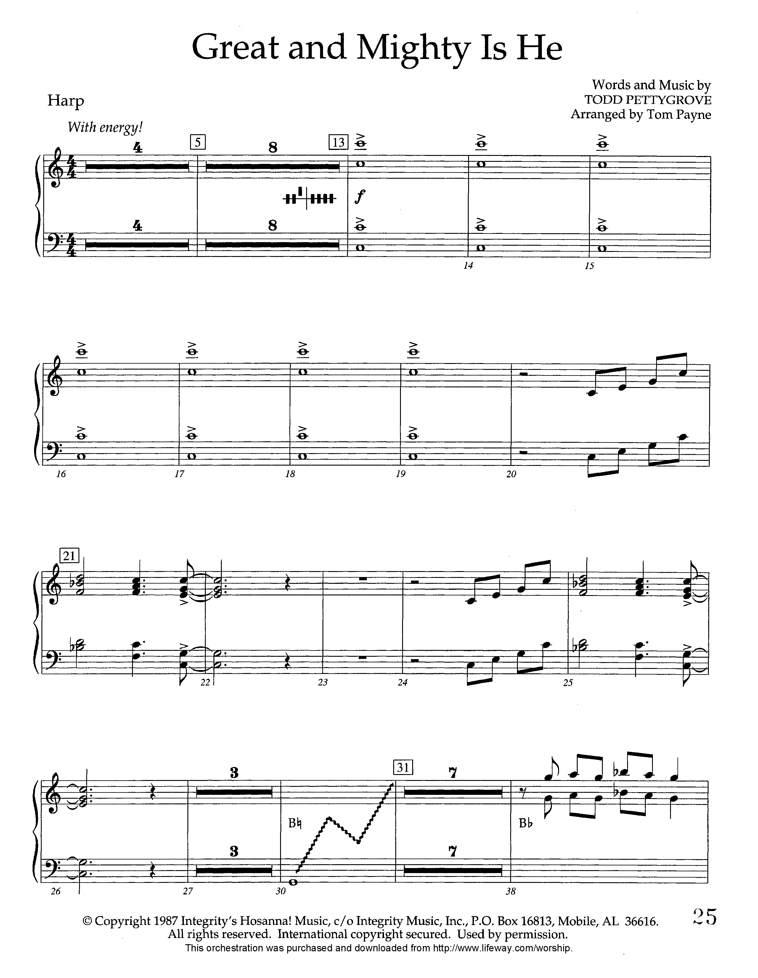 Great and Mighty is He (Instrumental) Harp (Lifeway Worship / Arr. Tom Payne)