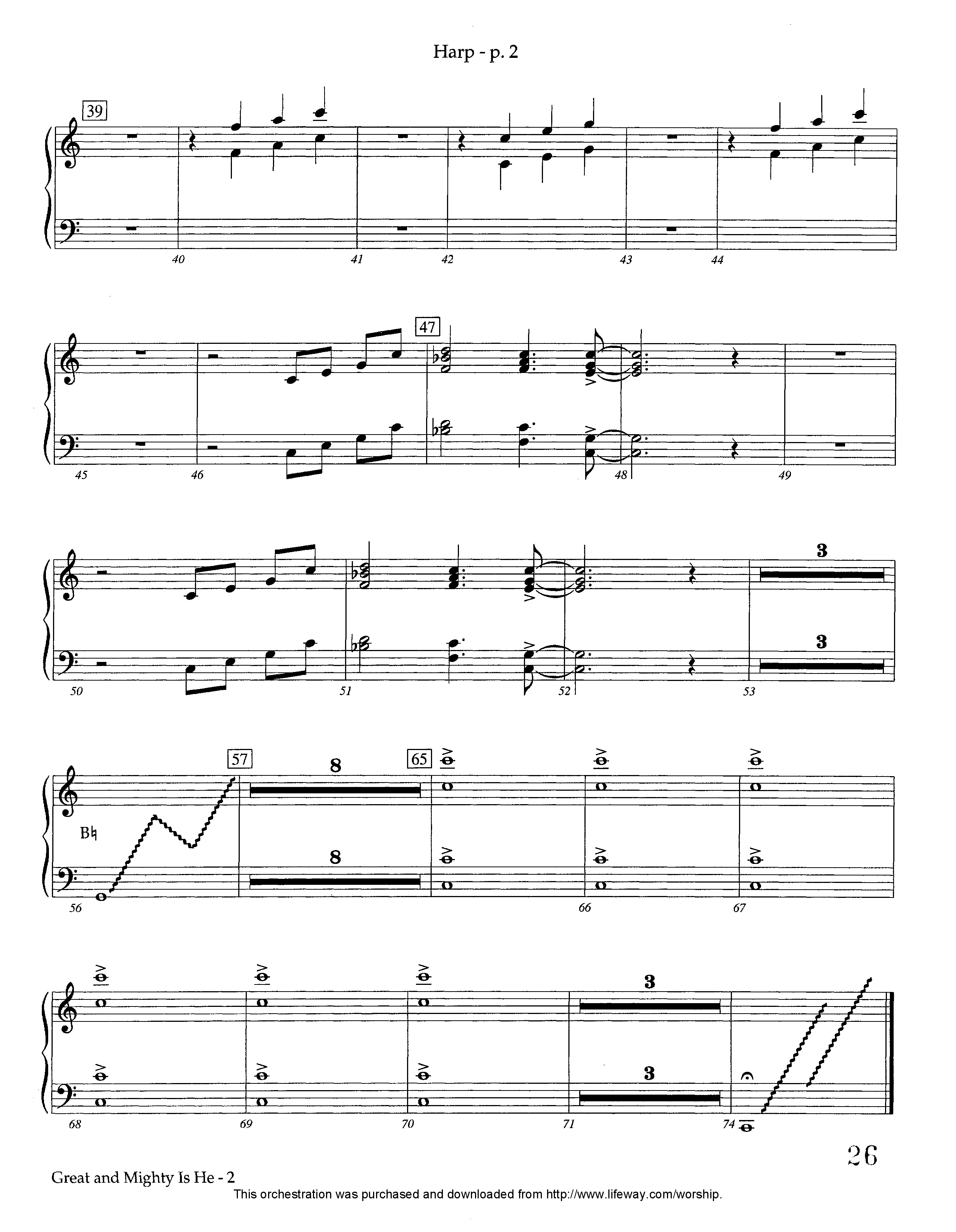 Great and Mighty is He (Instrumental) Harp (Lifeway Worship / Arr. Tom Payne)