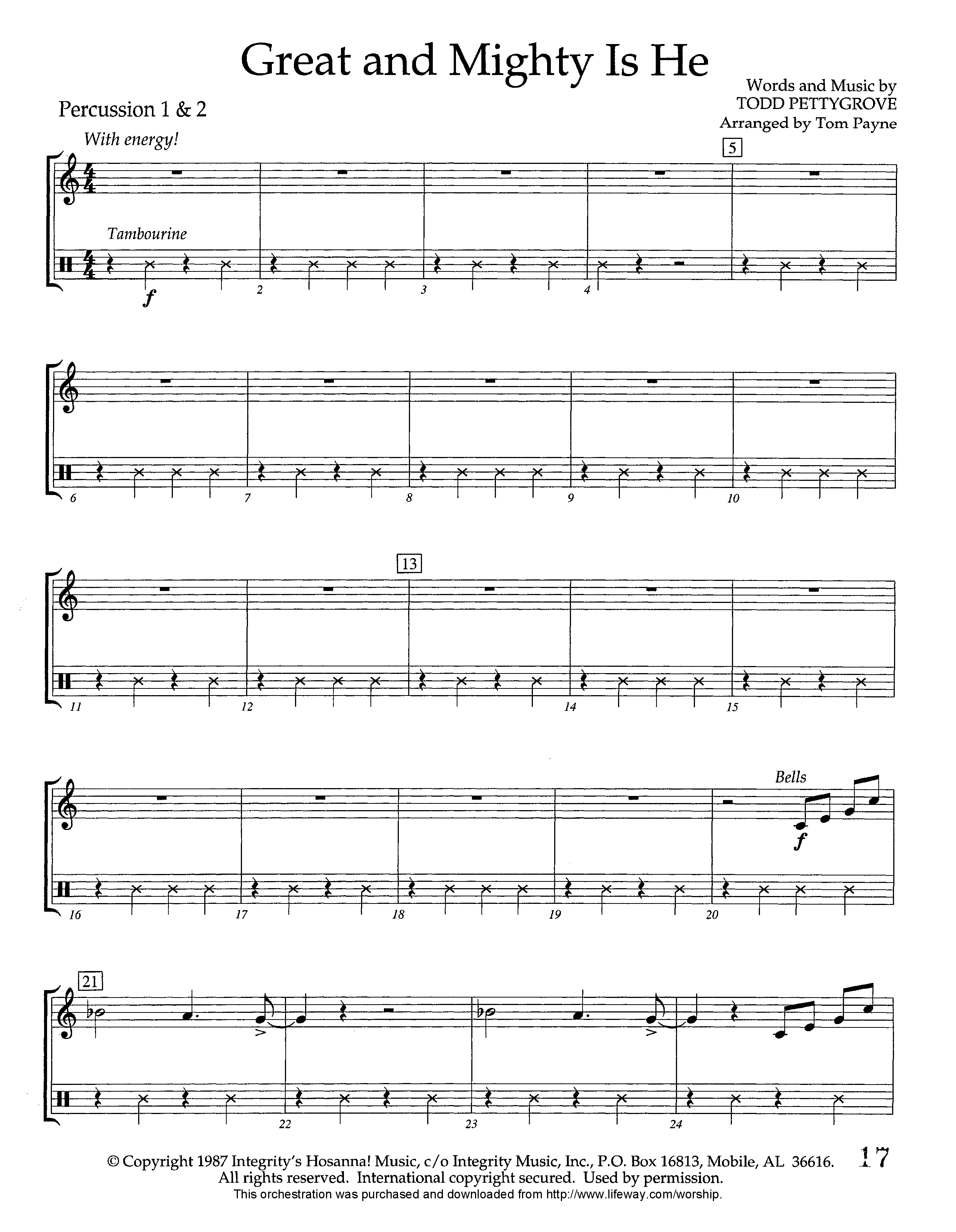 Great and Mighty is He (Instrumental) Percussion (Lifeway Worship / Arr. Tom Payne)
