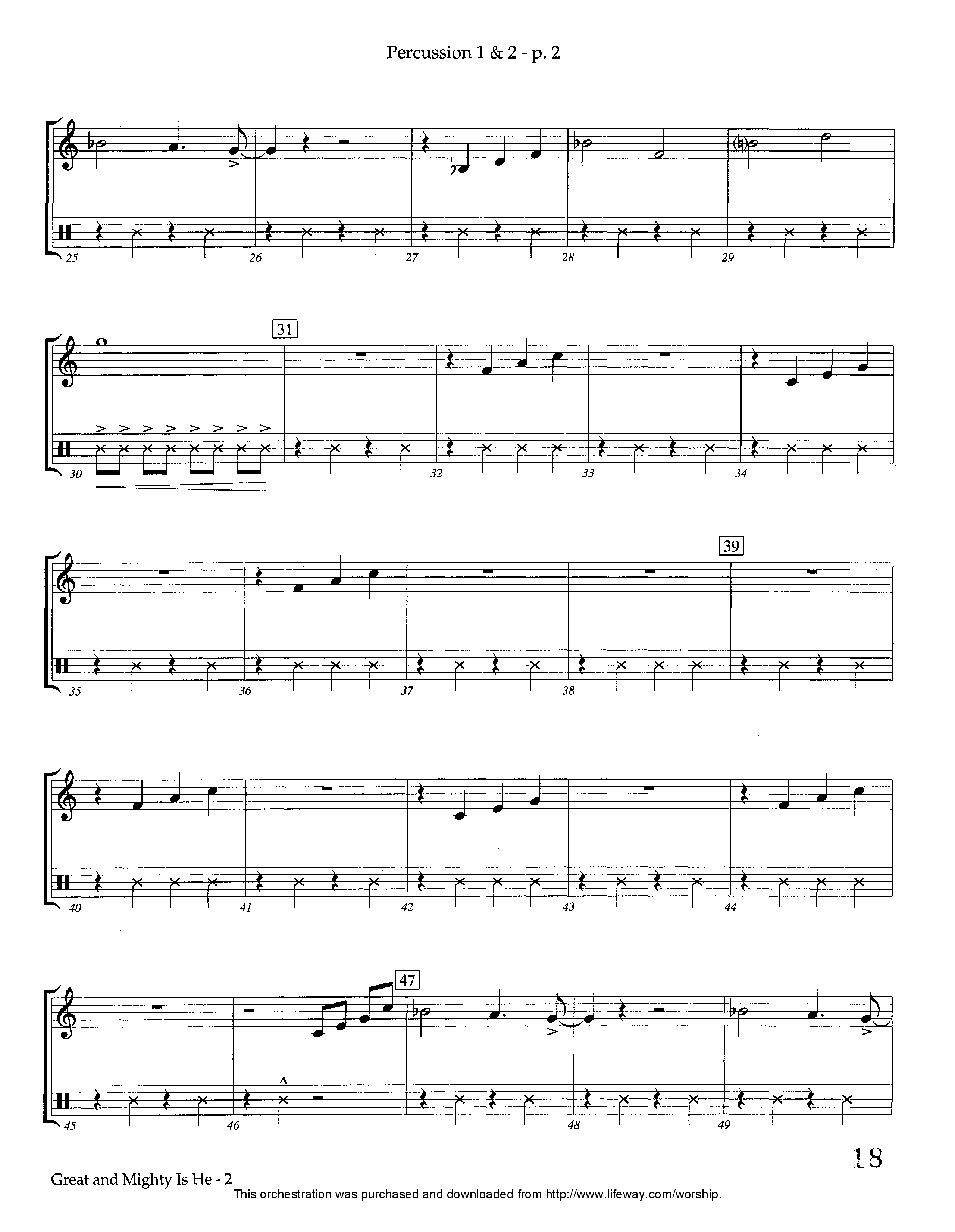 Great and Mighty is He (Instrumental) Percussion (Lifeway Worship / Arr. Tom Payne)