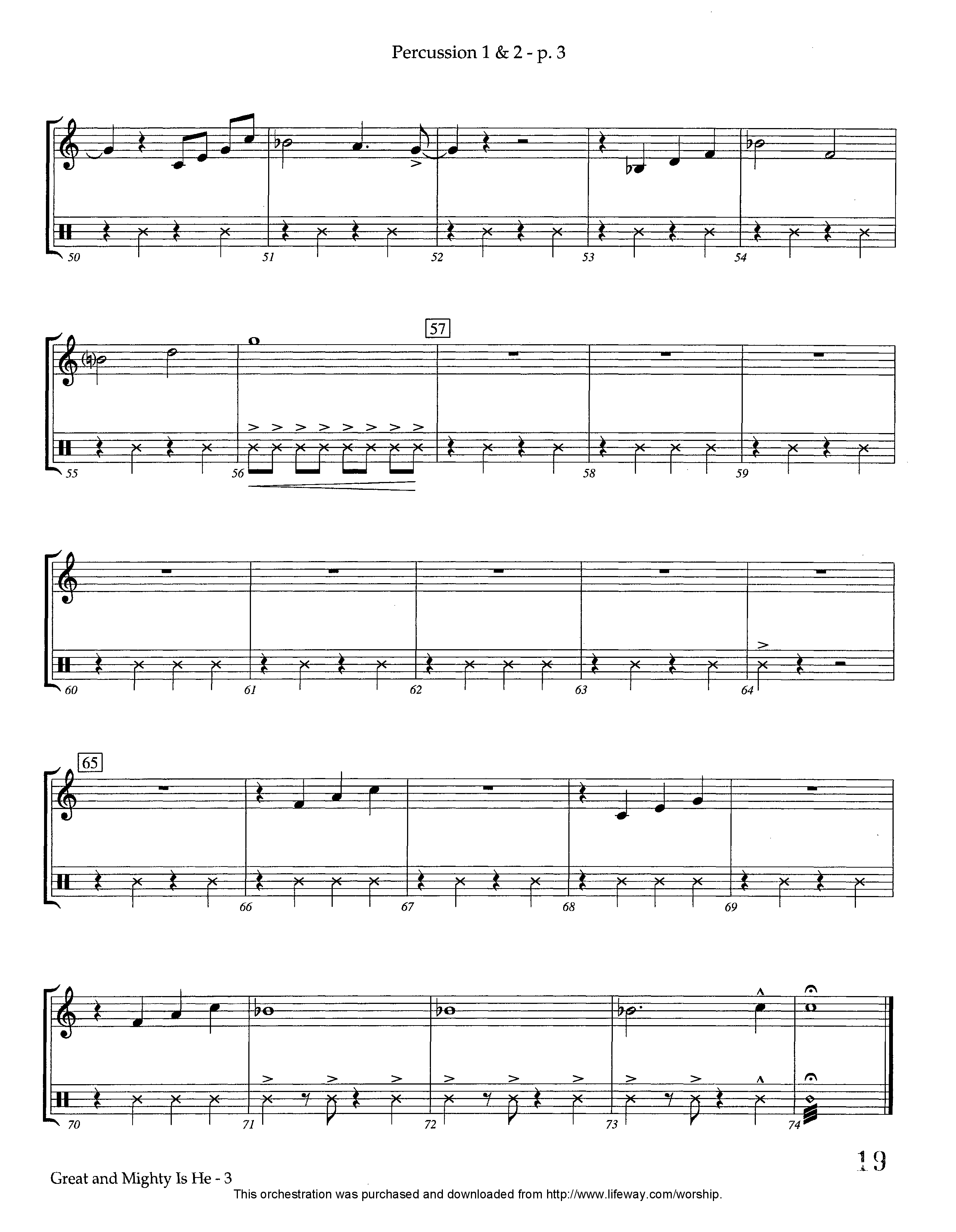 Great and Mighty is He (Instrumental) Percussion (Lifeway Worship / Arr. Tom Payne)