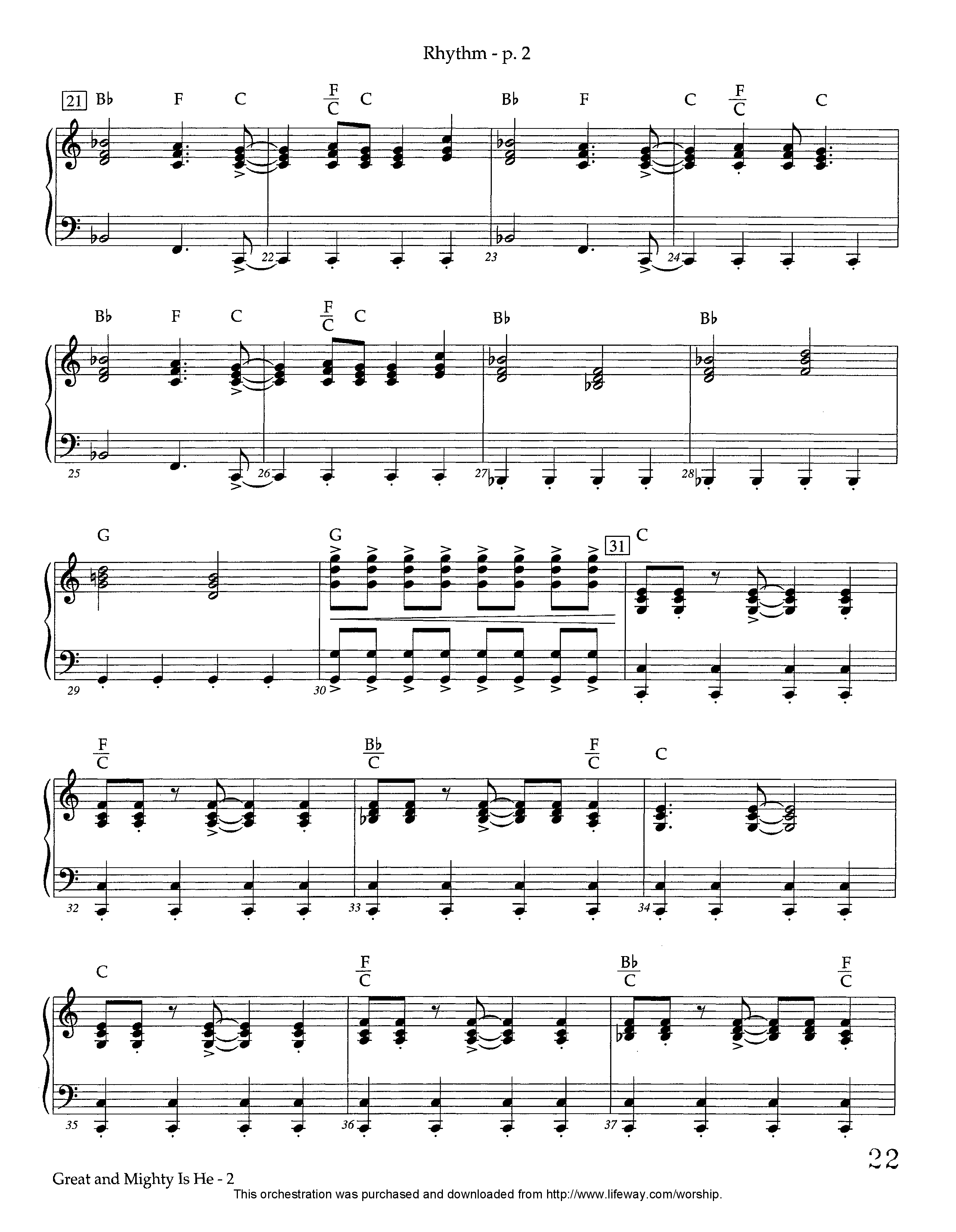 Great and Mighty is He (Instrumental) Rhythm Chart (Lifeway Worship / Arr. Tom Payne)